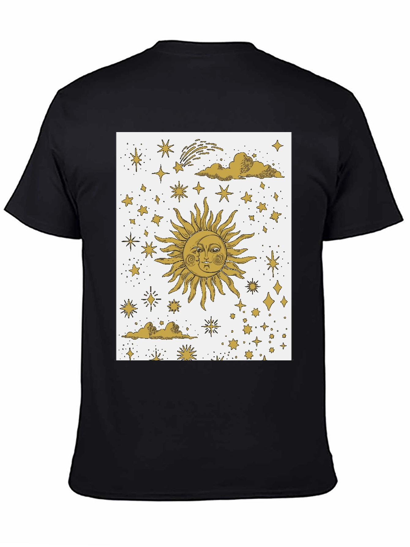 Black Celestial Sun & Moon Graphic Tee - Black Cotton Blend view 4