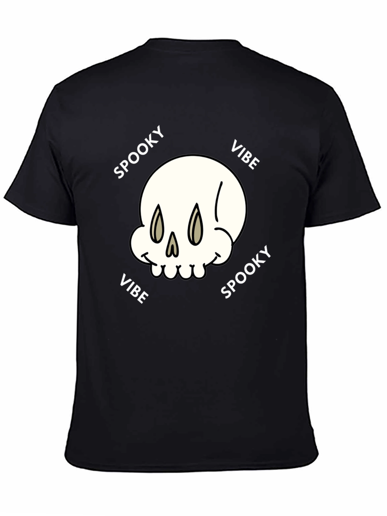 Black Spooky Vibe Graphic Tee - Skull Design view 4