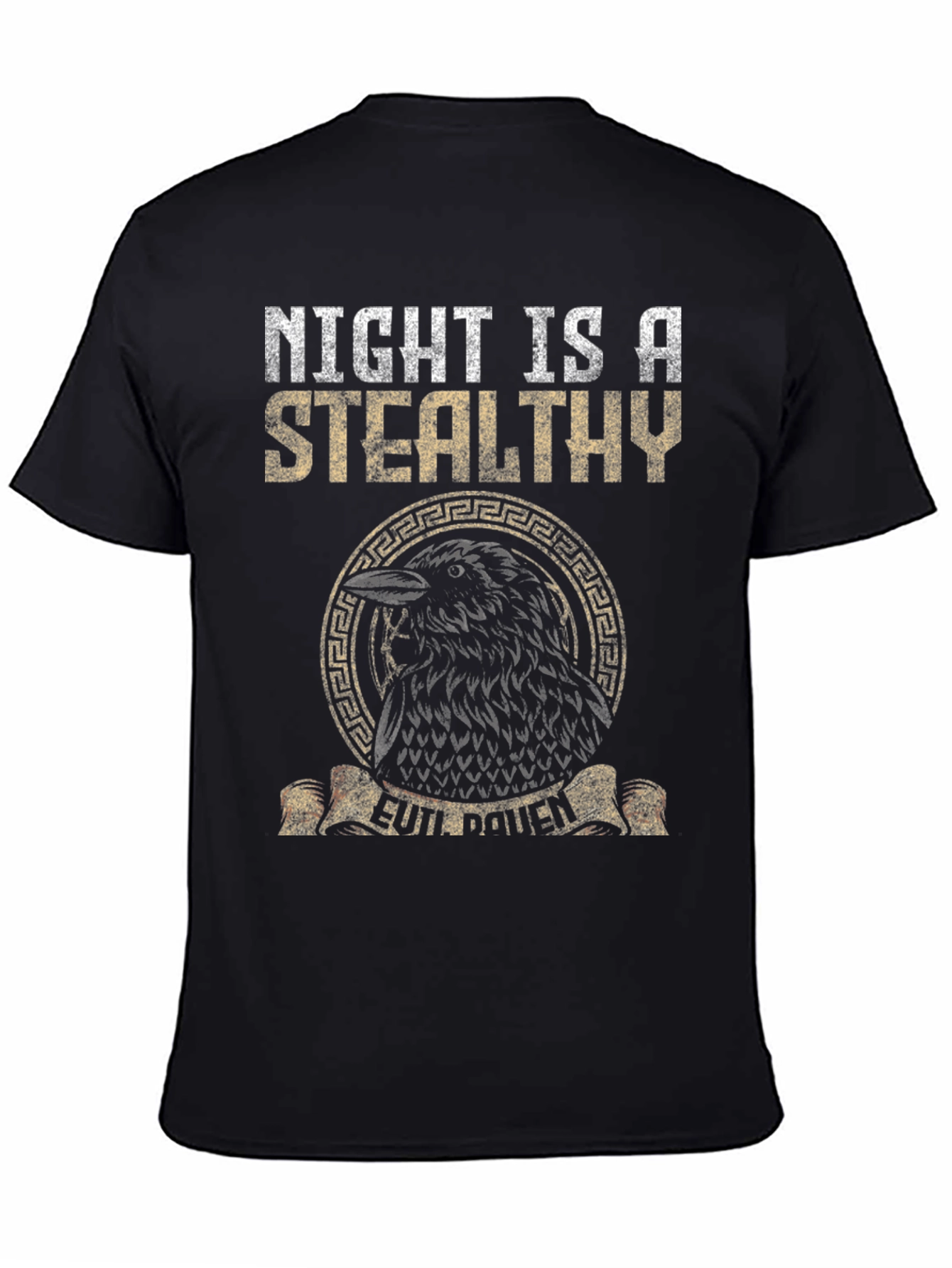 Black Night Raven Graphic Tee - Stealthy Bird Design view 4
