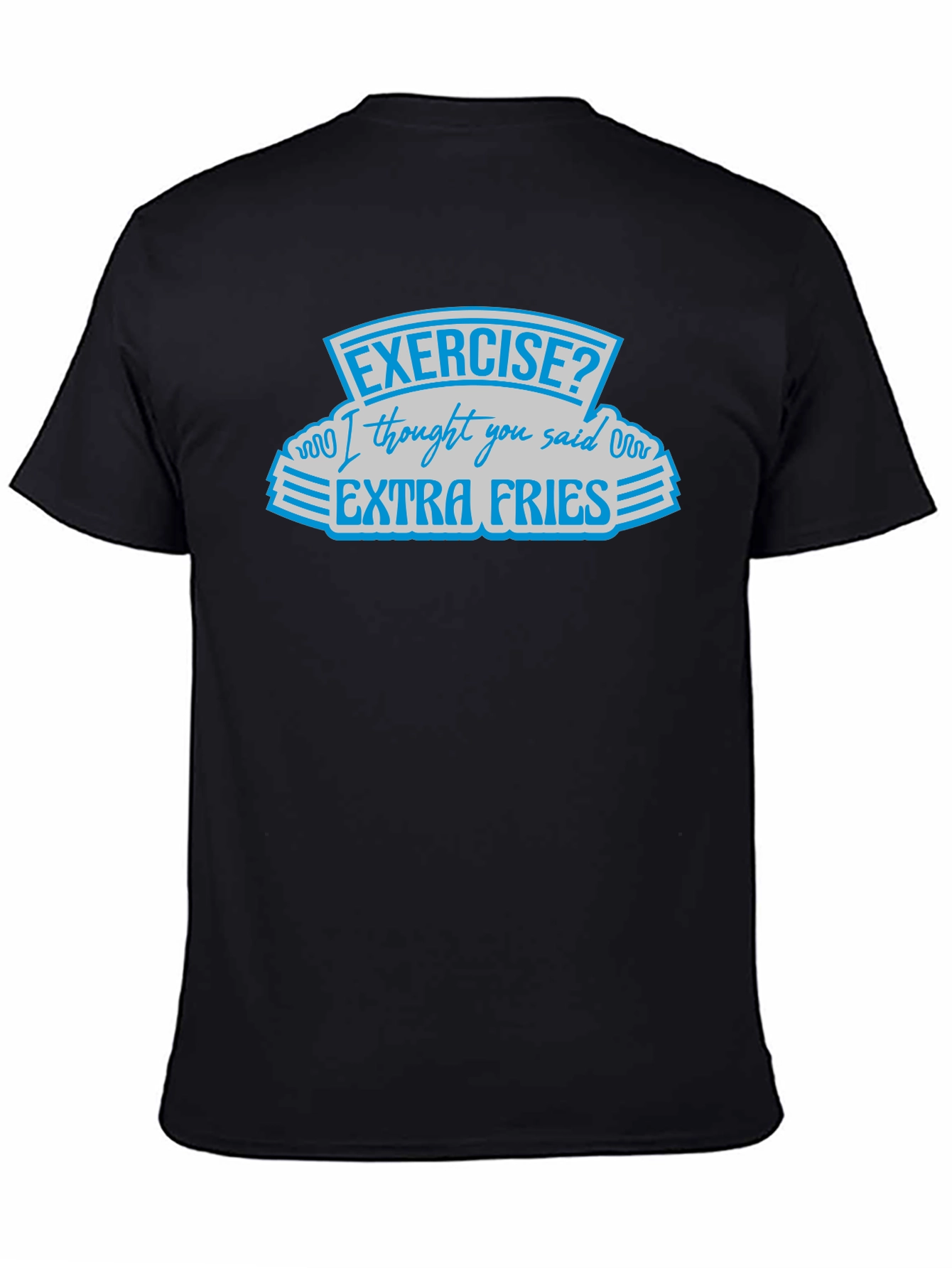 Black Exercise? Extra Fries Black Graphic Tee view 4
