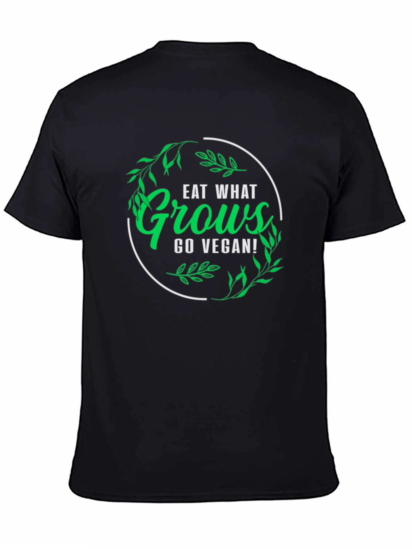 Black Eat What Grows Go Vegan T-Shirt view 4