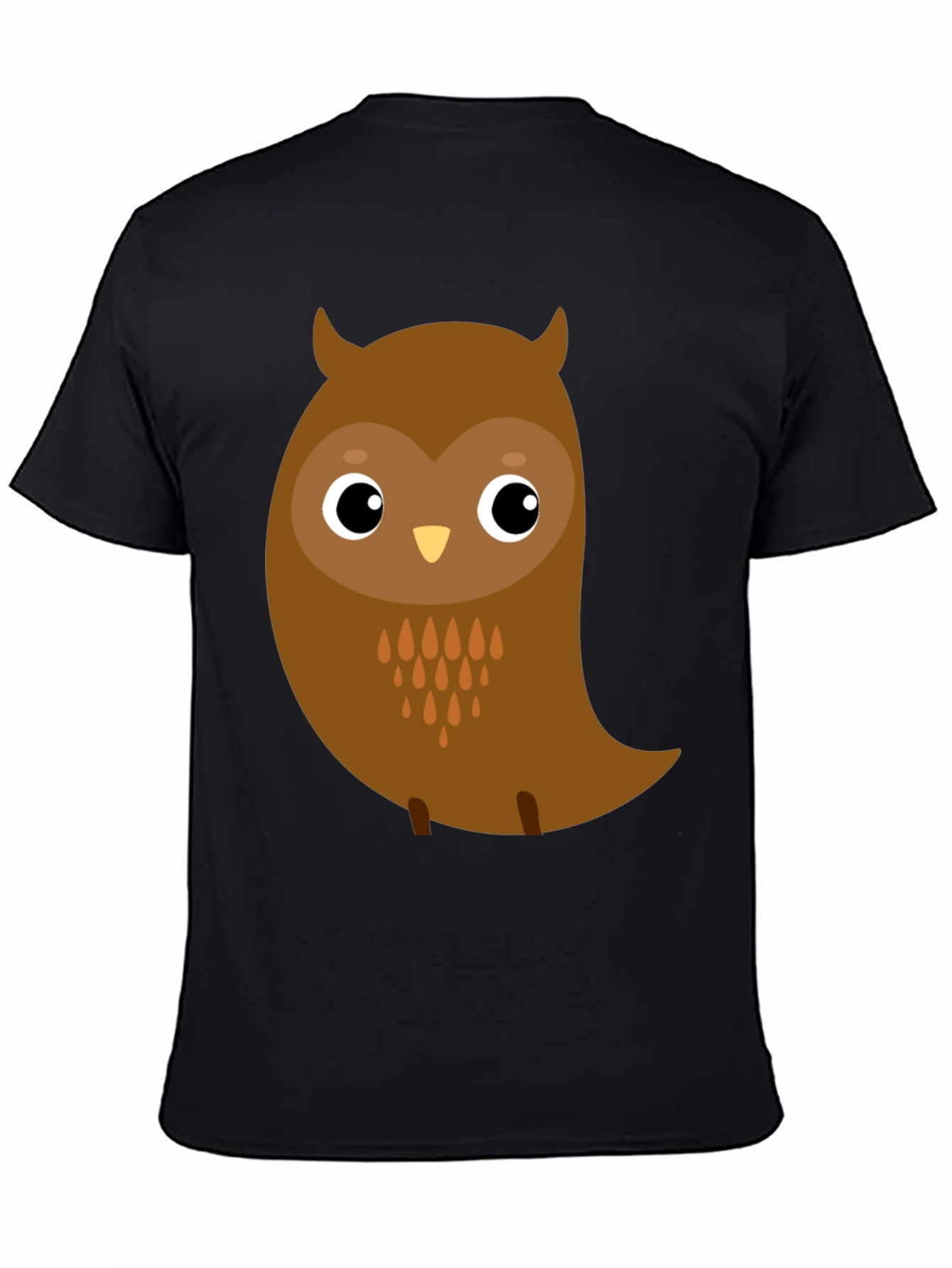 Black Cute Cartoon Owl Graphic Black T-Shirt view 4
