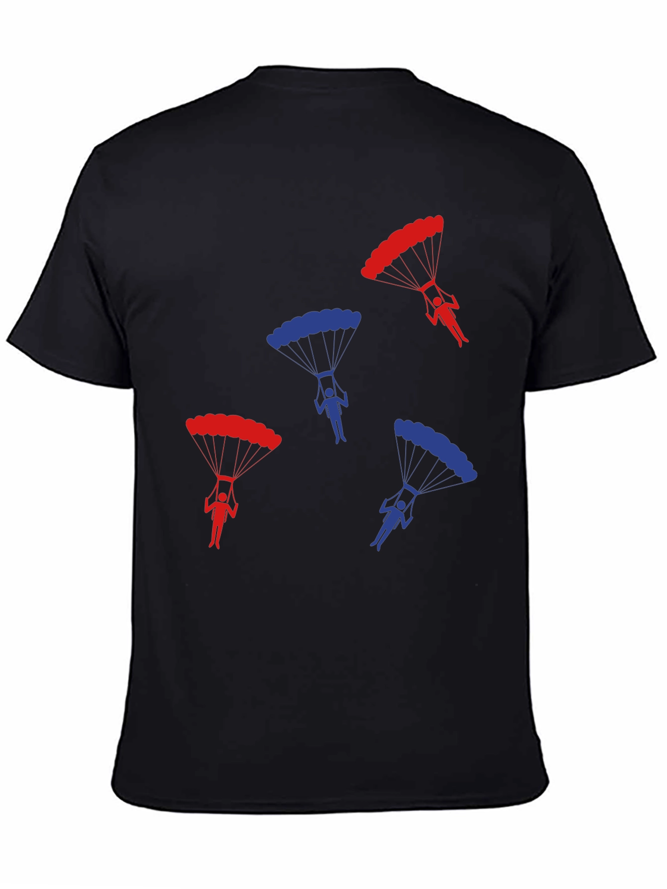 Black Parachute Design Black T-Shirt view 4