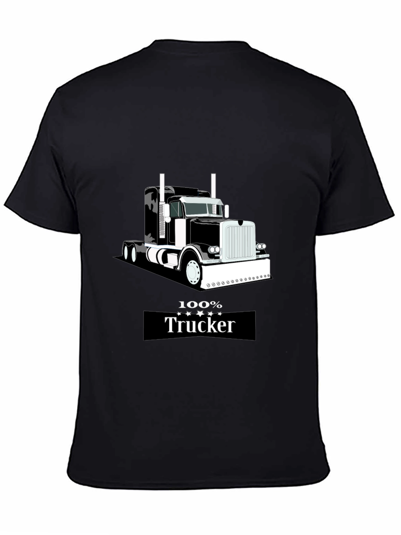 Black 100% Trucker Graphic Tee - Black Cotton Blend view 4