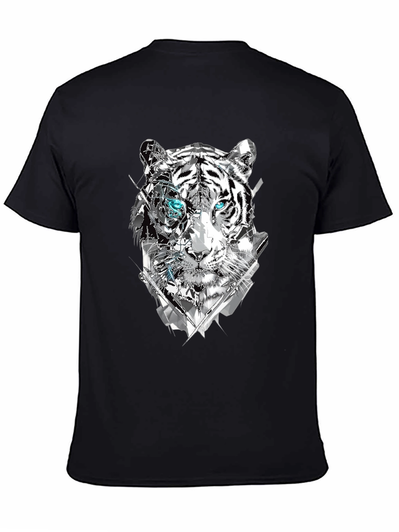 Black Abstract Tiger Graphic Print Tee - Men's Black T-Shirt view 4