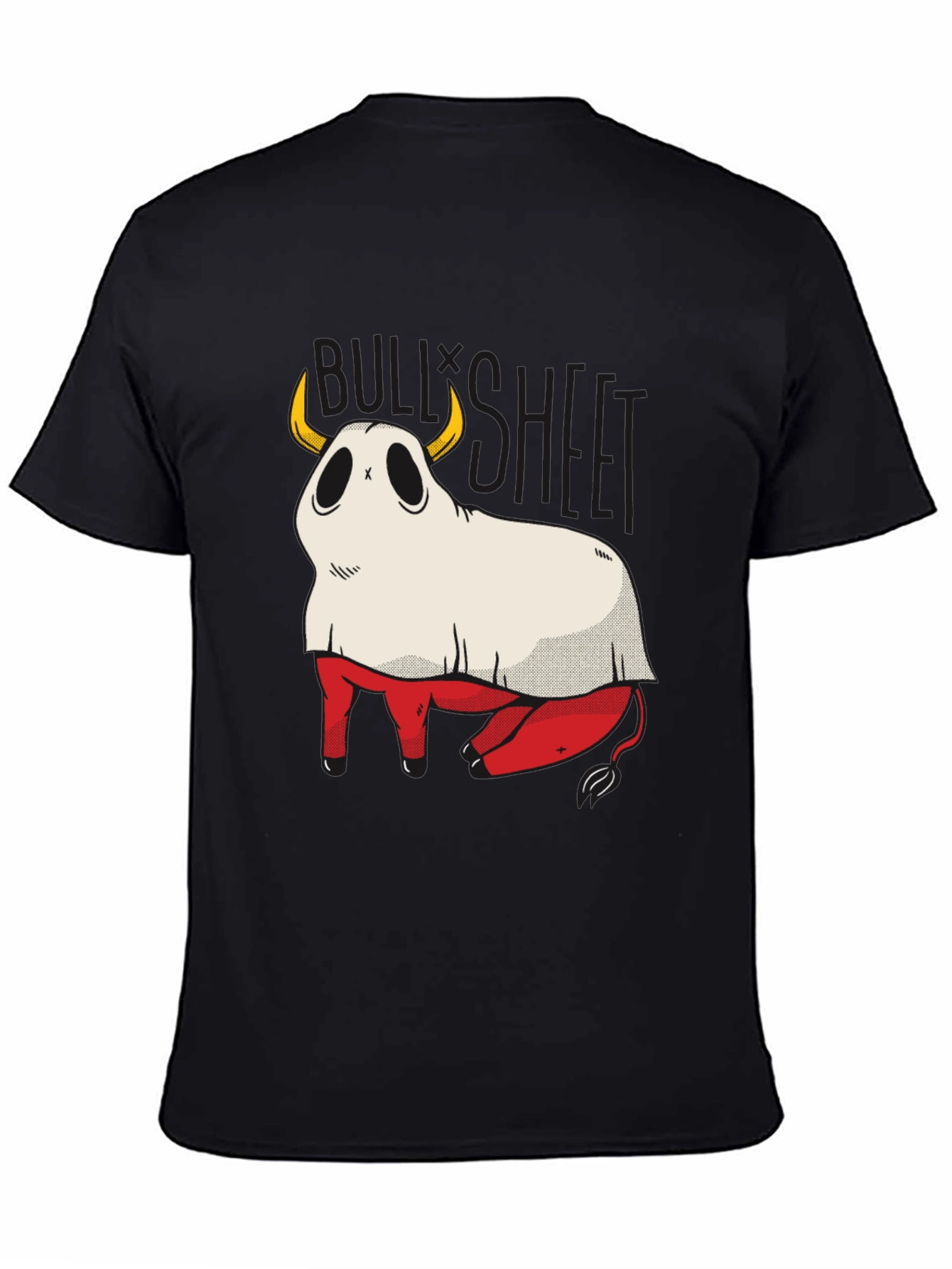 Black Bull Sheet Funny Ghost T-Shirt view 4