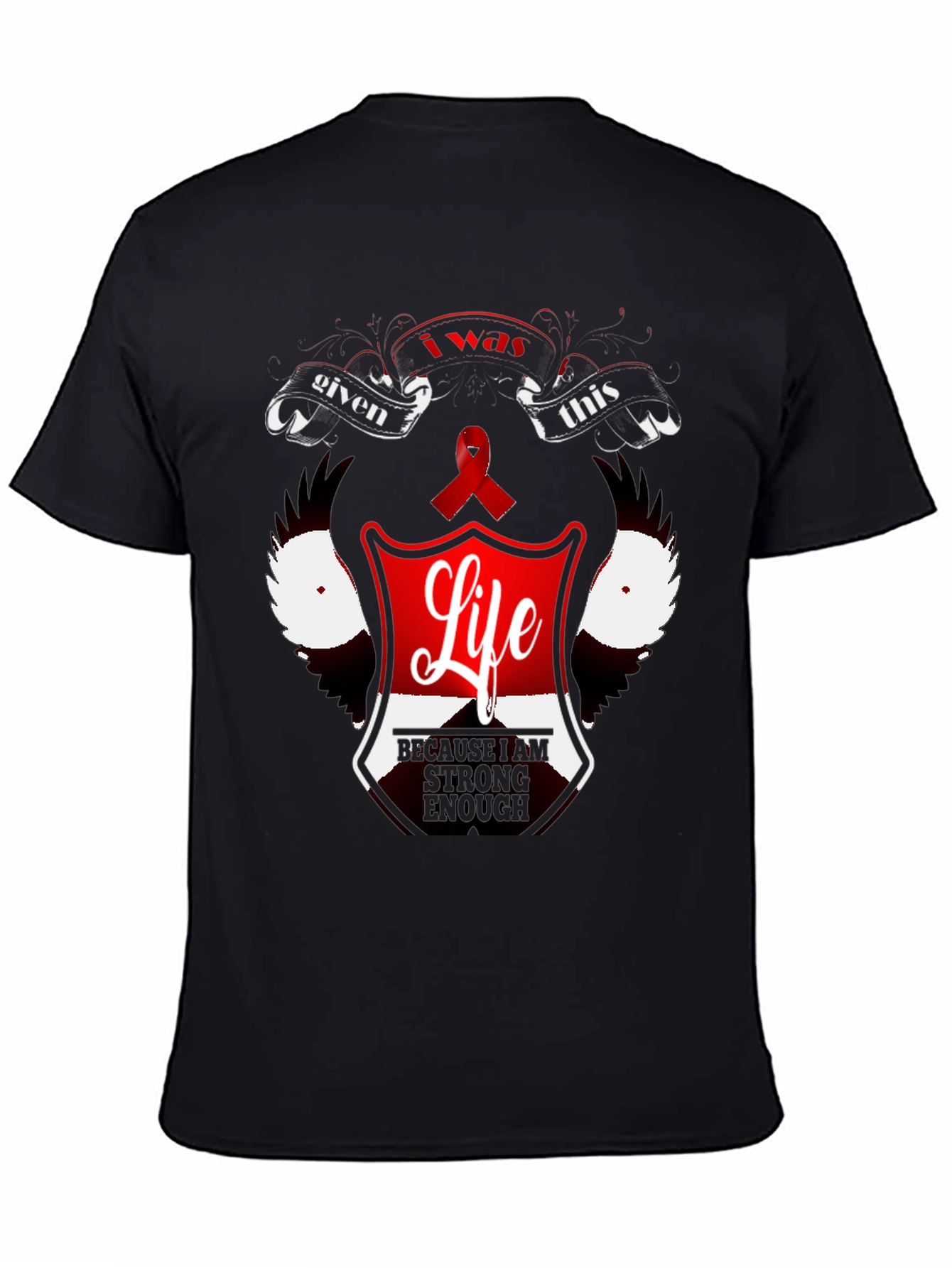 Black Inspirational "Life" Graphic Black T-Shirt view 4