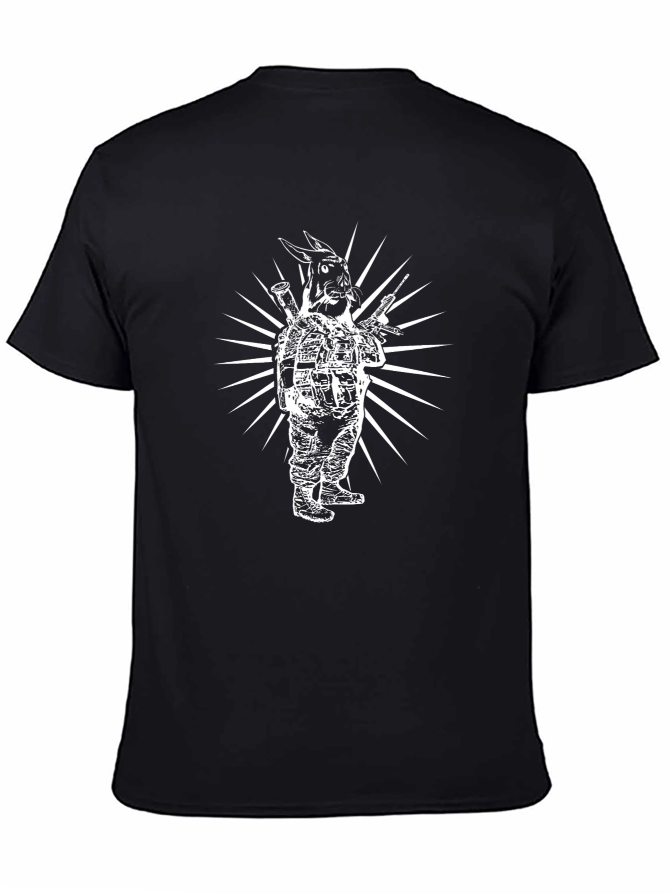 Black Tactical Rabbit Graphic T-Shirt - Black Cotton Tee view 4