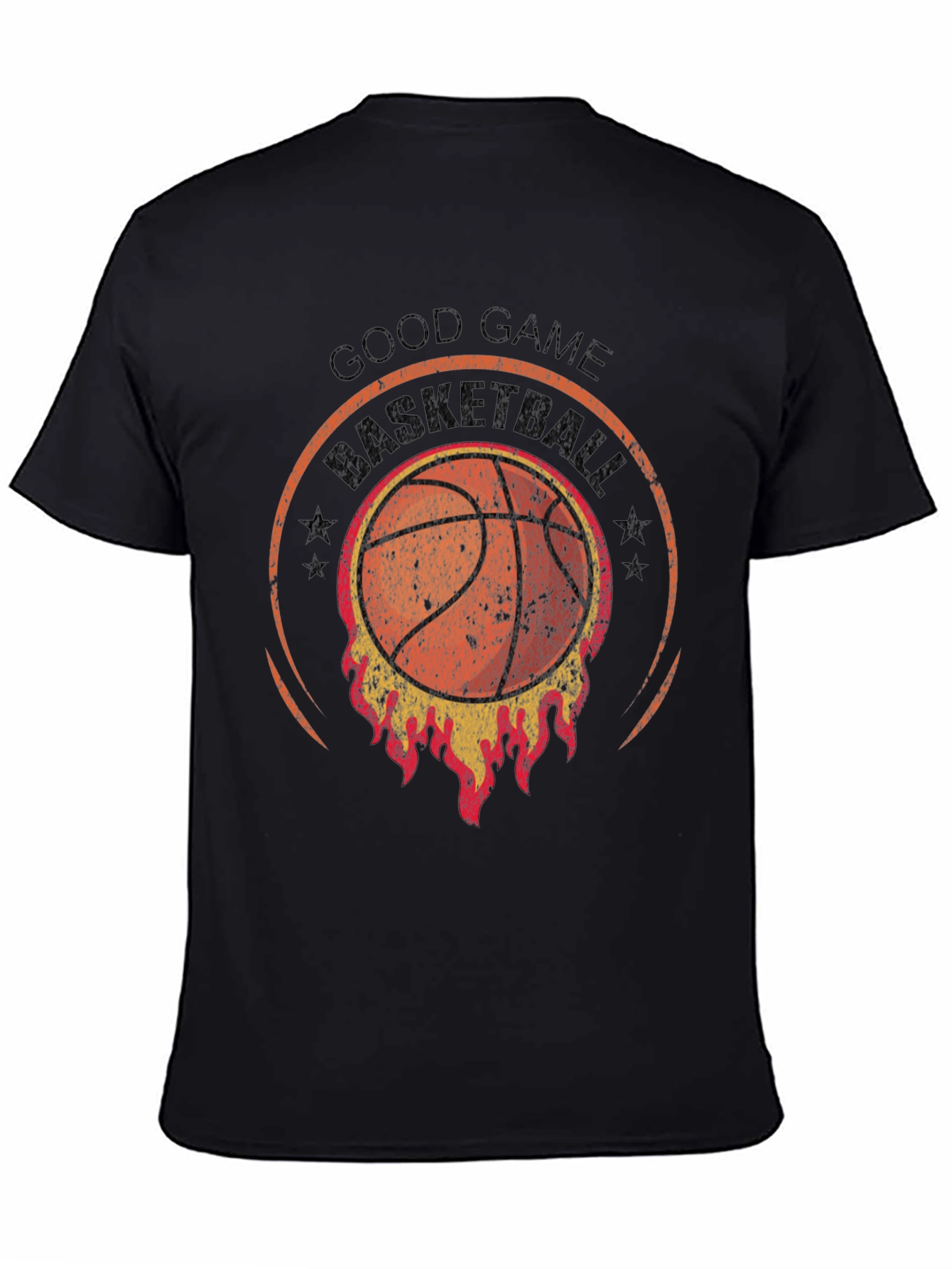 Black Good Game Basketball T-Shirt - Flaming Design view 4