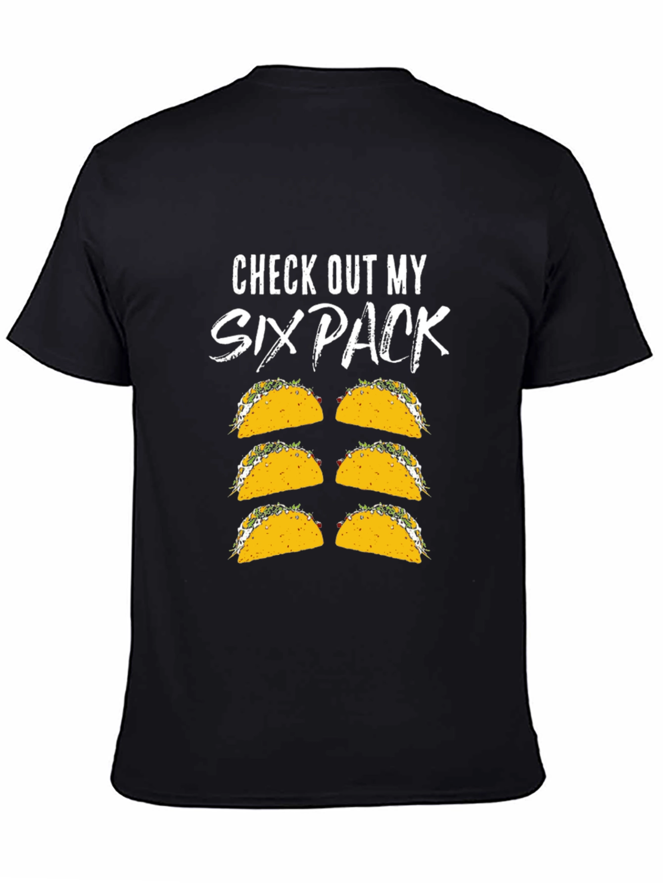 Black Funny Six Pack Taco Graphic T-Shirt view 4