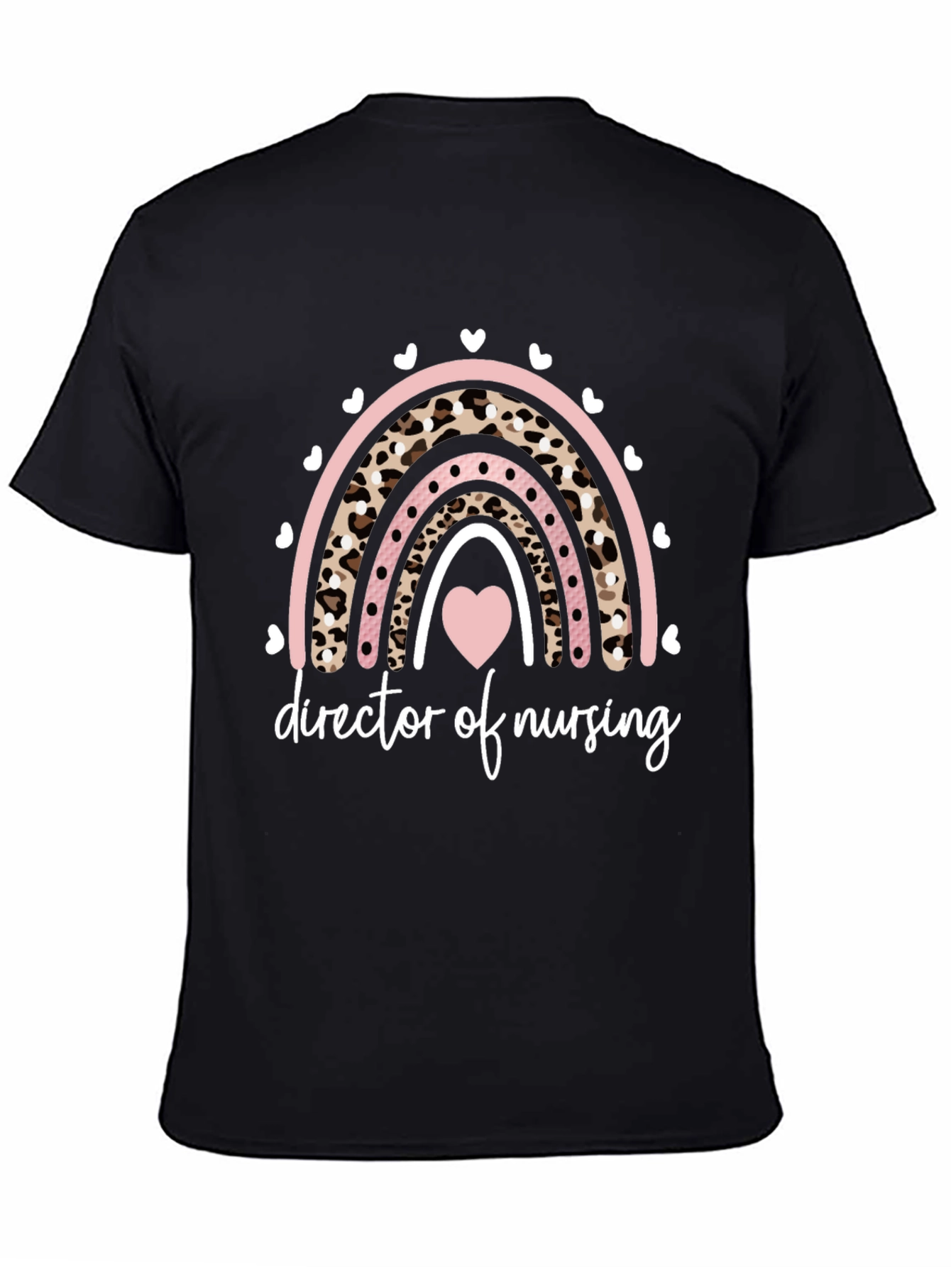 Black Director of Nursing Leopard Rainbow T-Shirt view 4