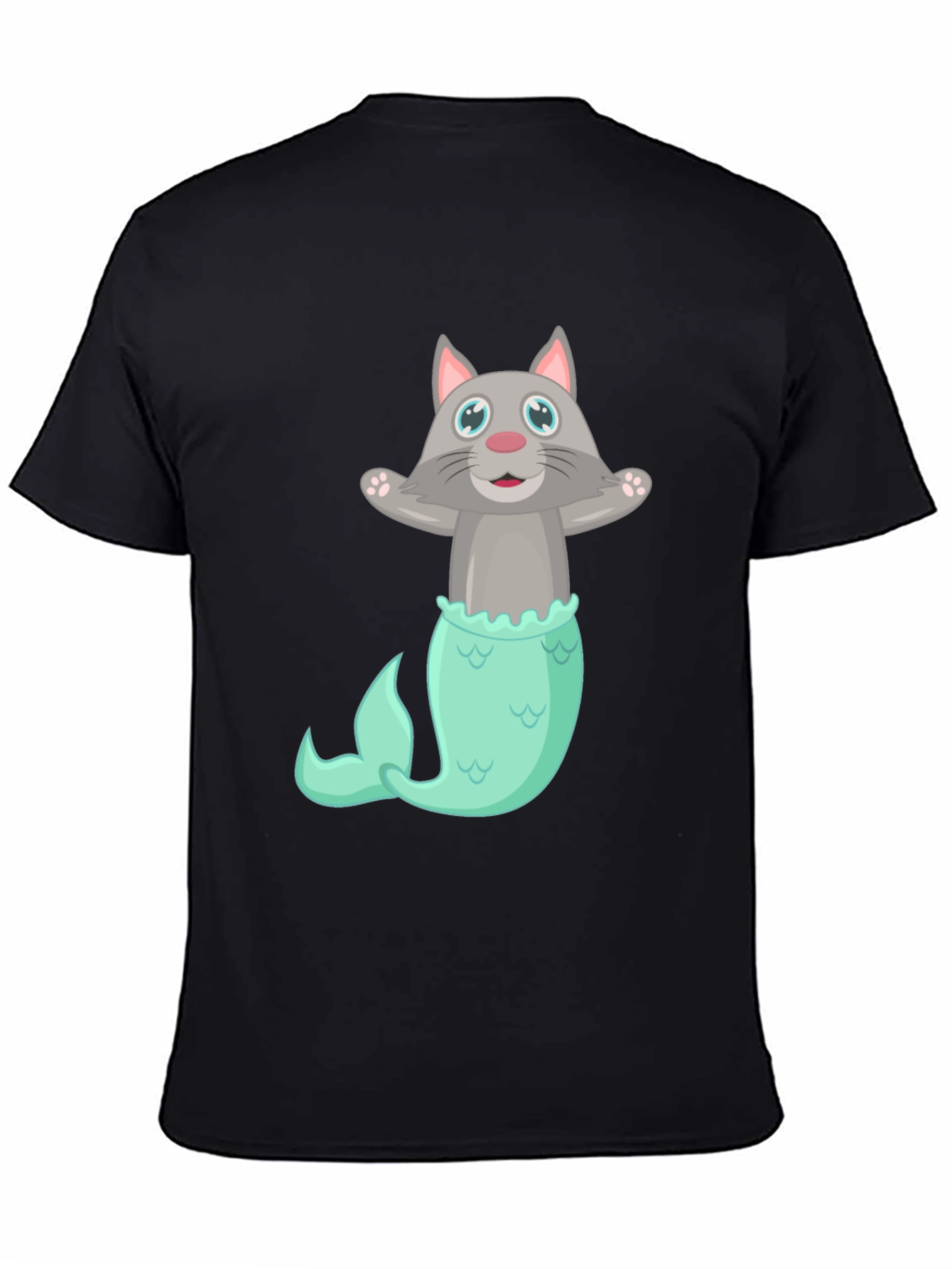 Black Cat Mermaid T-Shirt - Funny Graphic Tee view 4