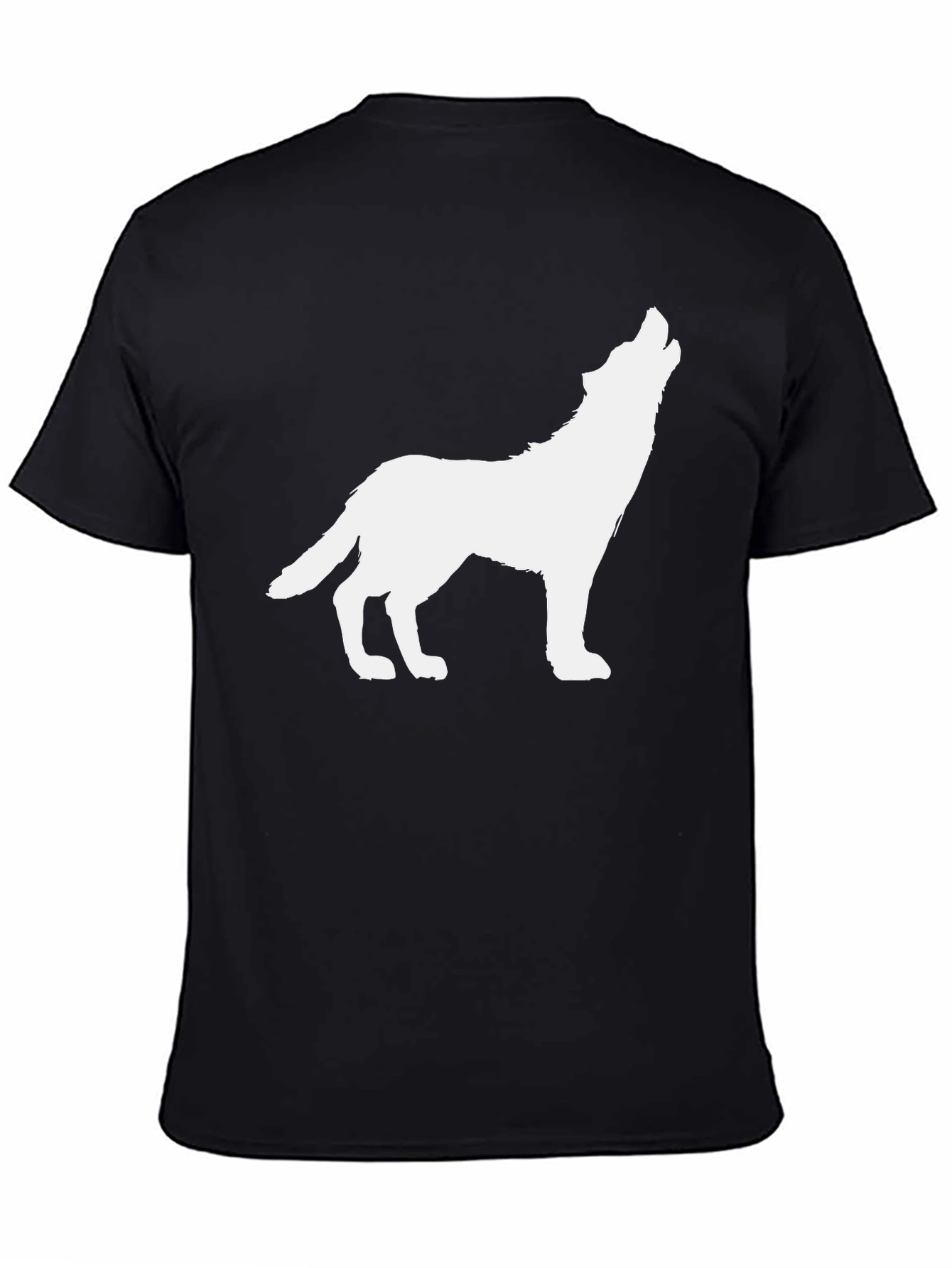 Black Wolf Howling Graphic Tee - Black Cotton Blend T-Shirt view 4