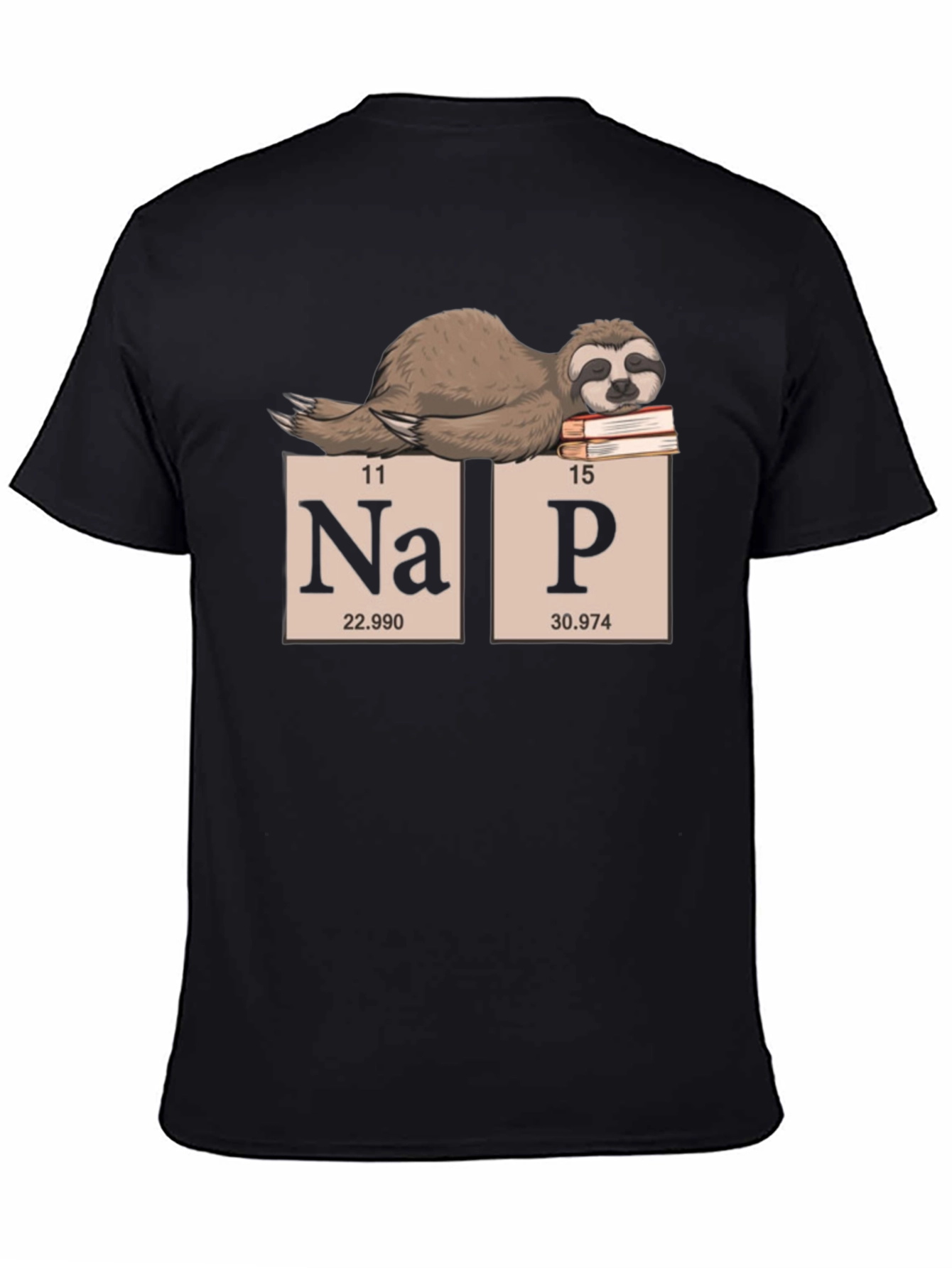 Black Nap Sloth Periodic Table T-Shirt - Chemistry Humor Tee view 4