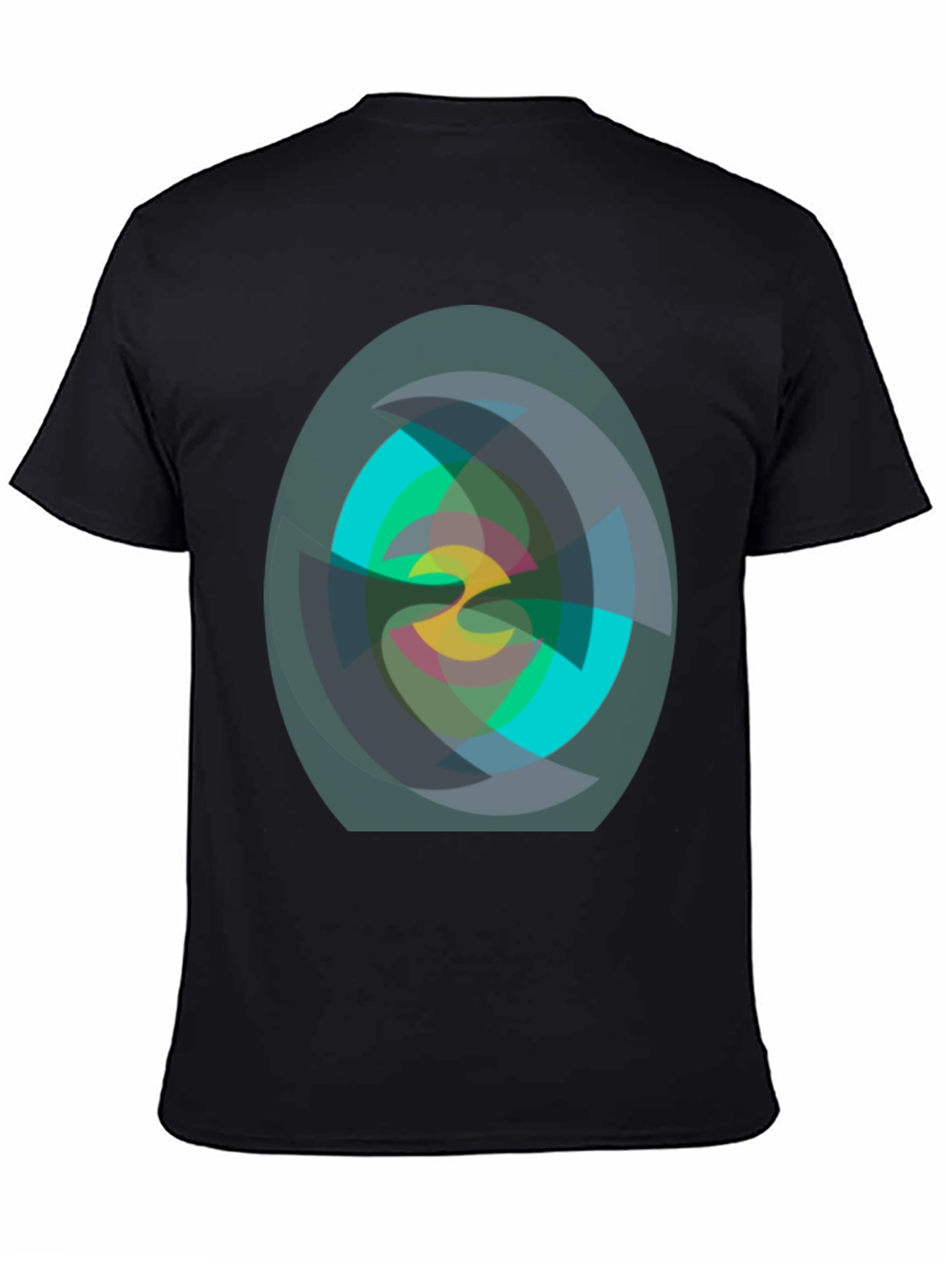 Black Abstract Geometric Print Black T-Shirt view 4