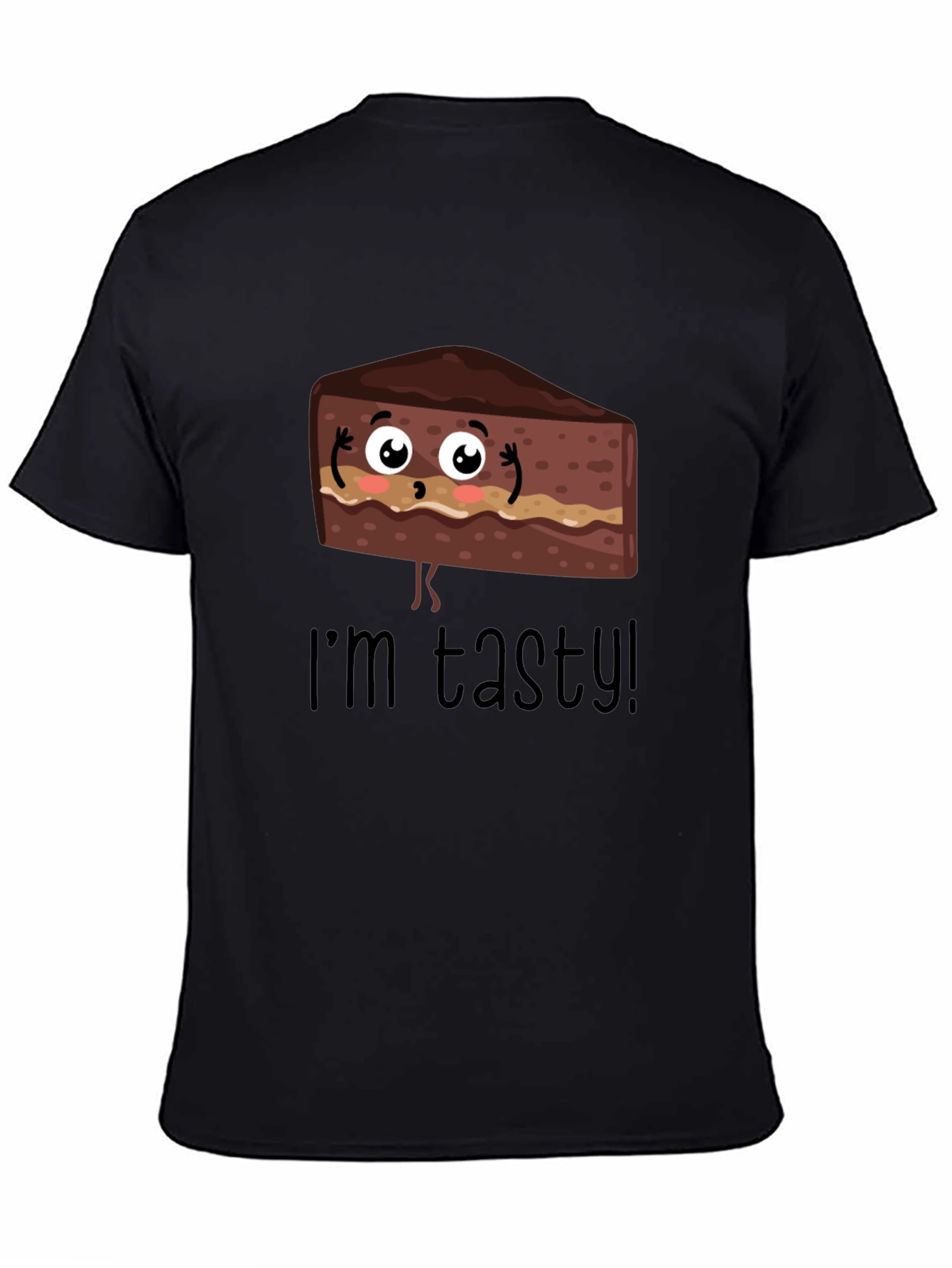 Black Tasty Cartoon Cake Graphic T-Shirt view 4