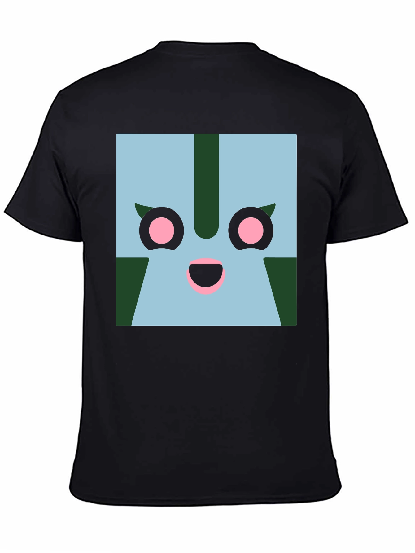 Black Geometric Character Graphic Tee - Black view 4