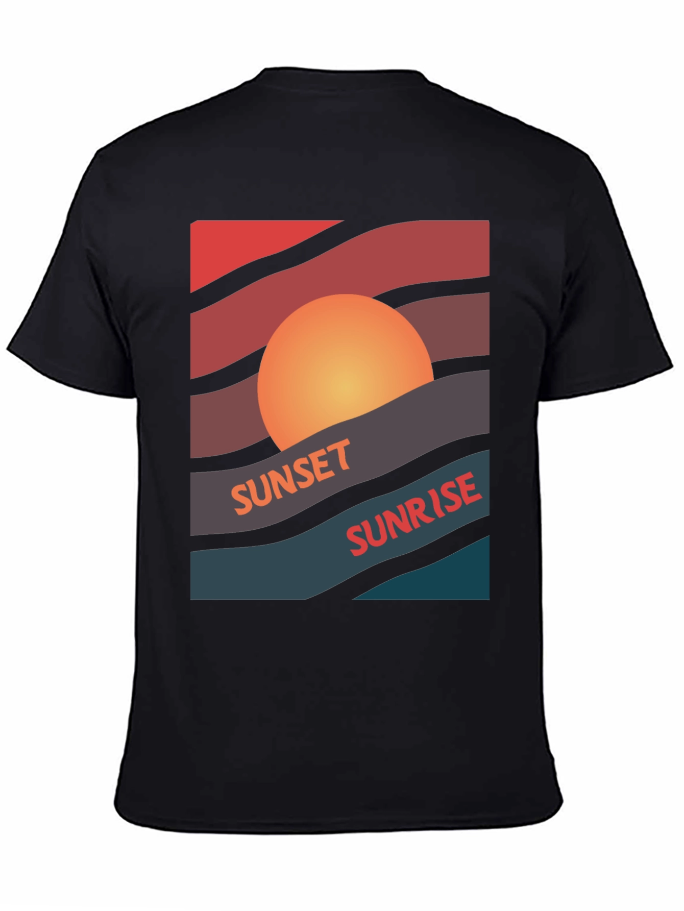 Black Sunset Sunrise Graphic Tee - Retro Style view 4