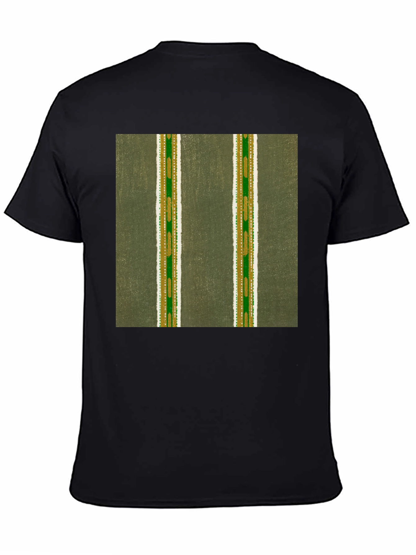 Black Striped Pattern T-Shirt view 4