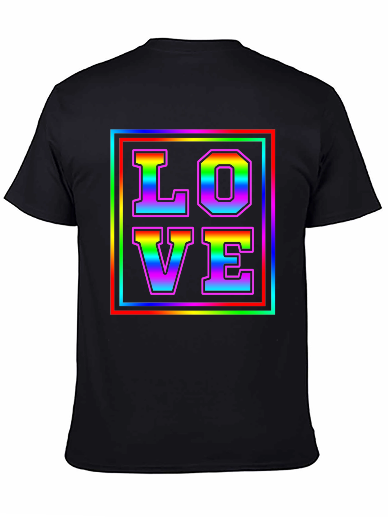 Black Rainbow LOVE Graphic Tee - Pride Month T-Shirt view 4
