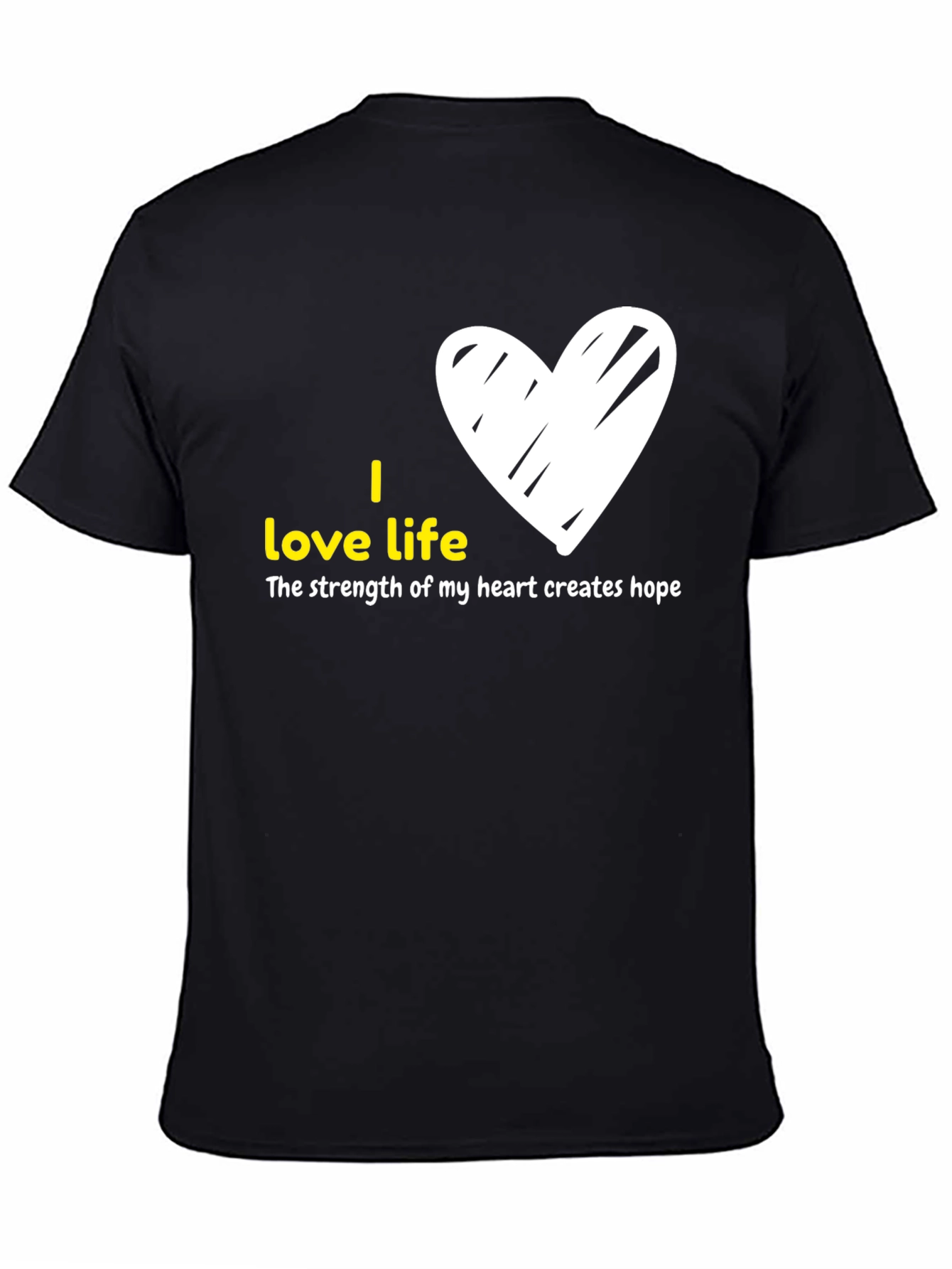 Black I Love Life Graphic Tee - Heart Design view 4