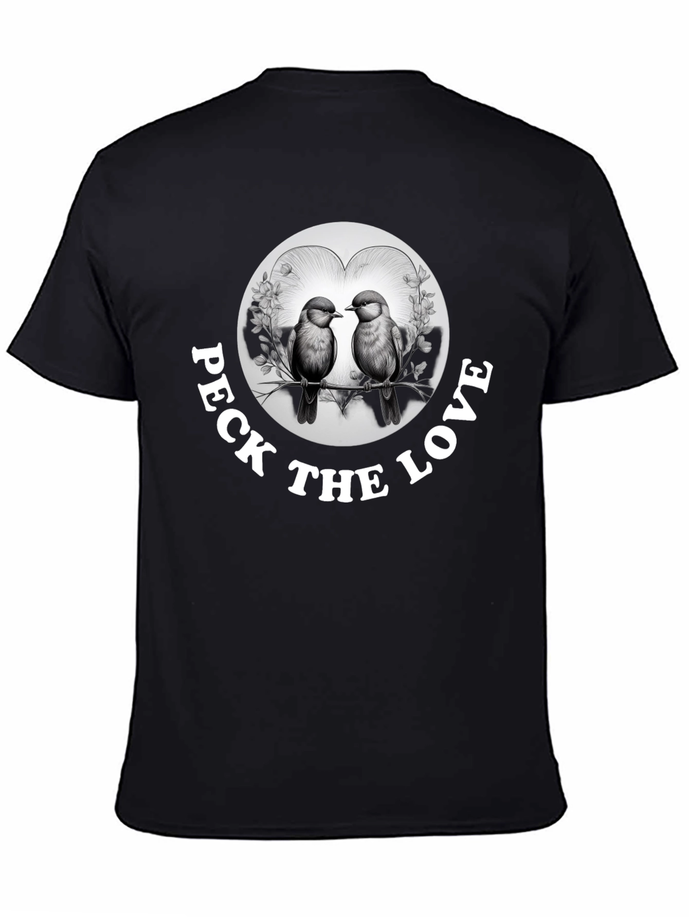 Black Peck the Love Graphic Tee - Bird Lover's Gift view 4