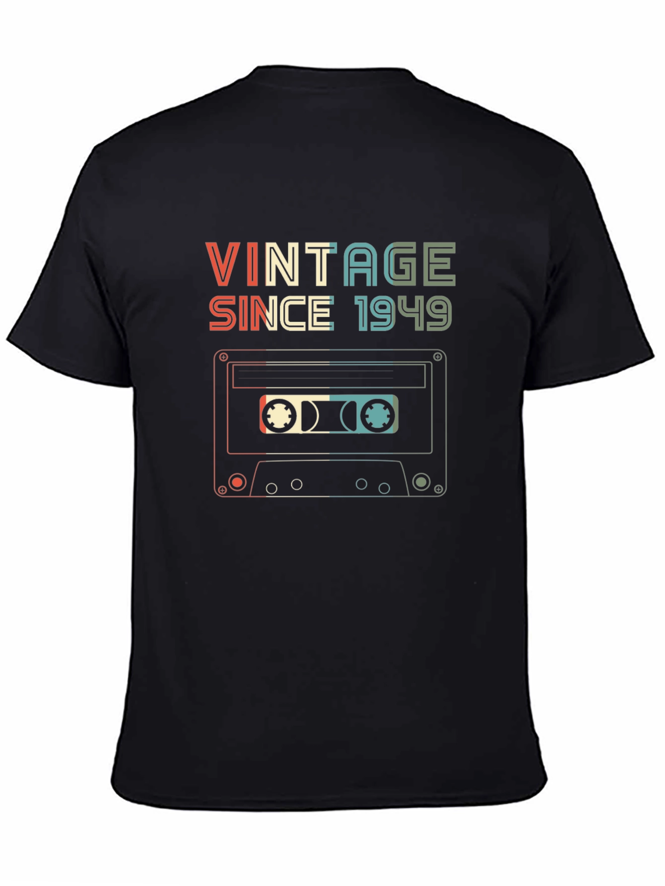 Black Vintage Since 1949 Cassette Tape T-Shirt view 4