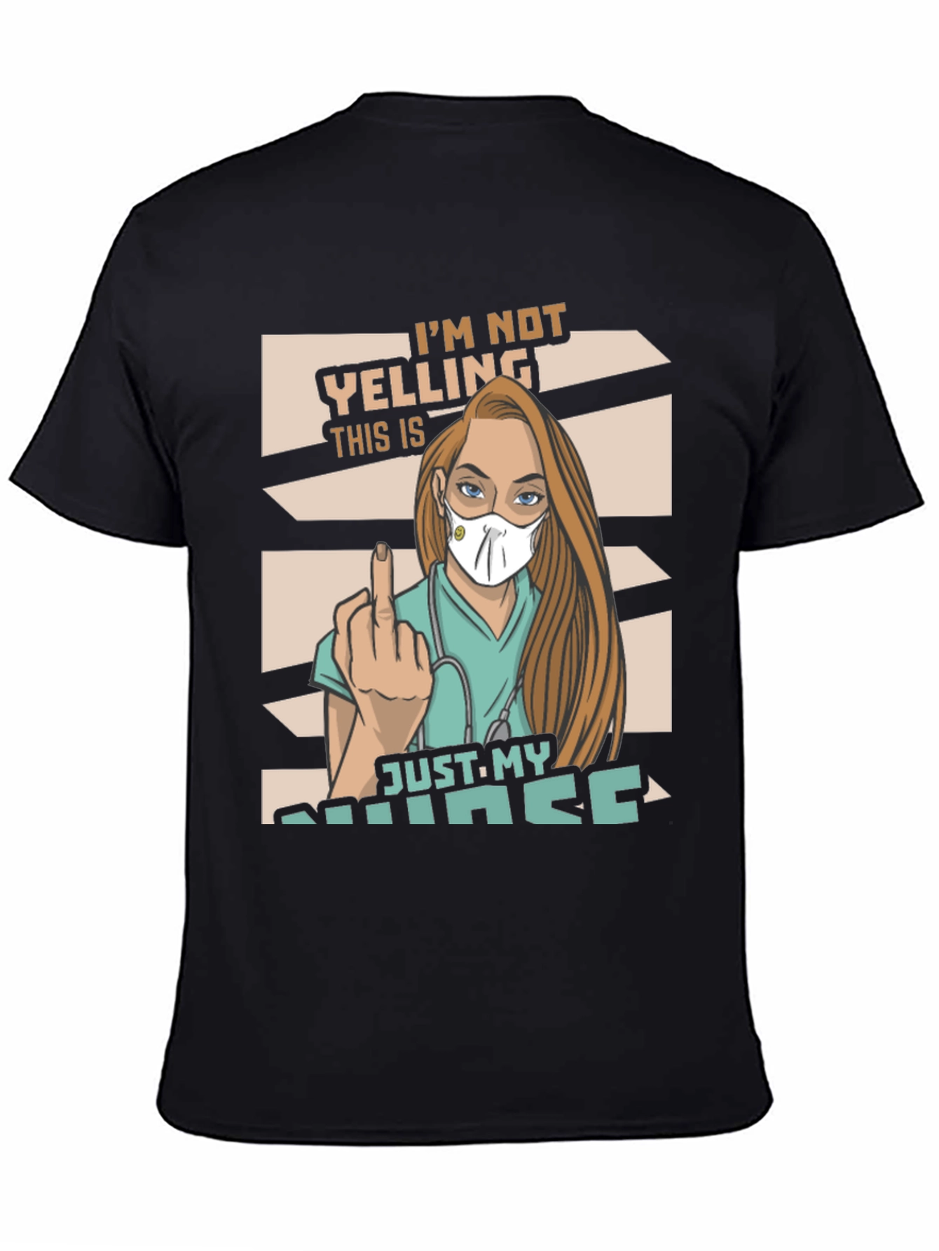 Black I'm Not Yelling Nurse Graphic T-Shirt view 4