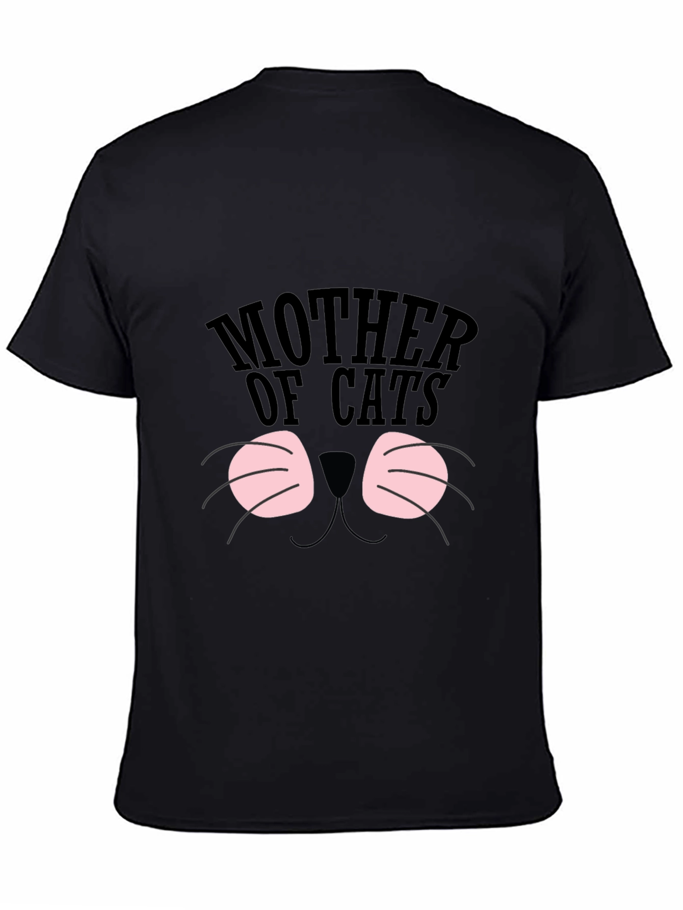 Black Mother of Cats T-Shirt, Cute Cat Face Tee view 4
