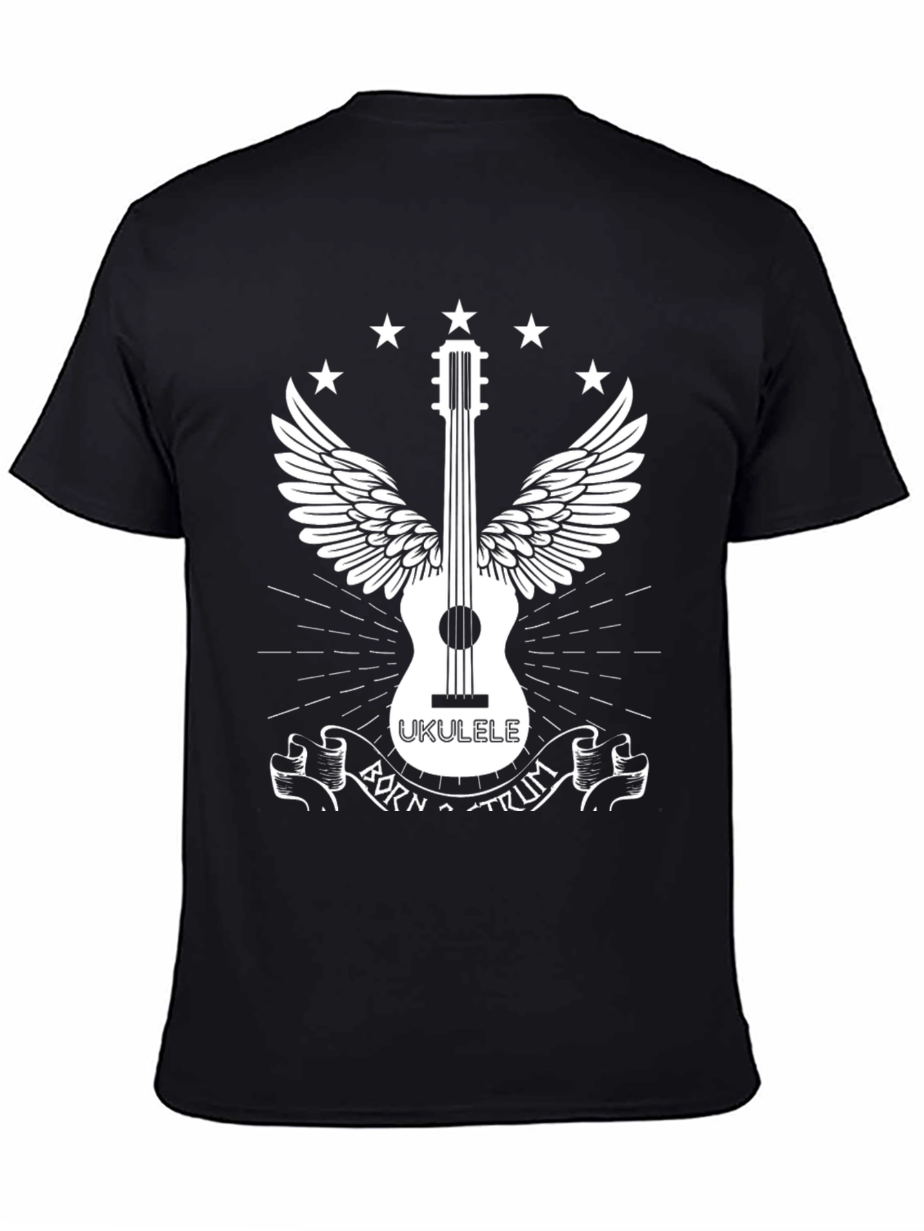 Black Born to Strum Ukulele Graphic Tee view 4