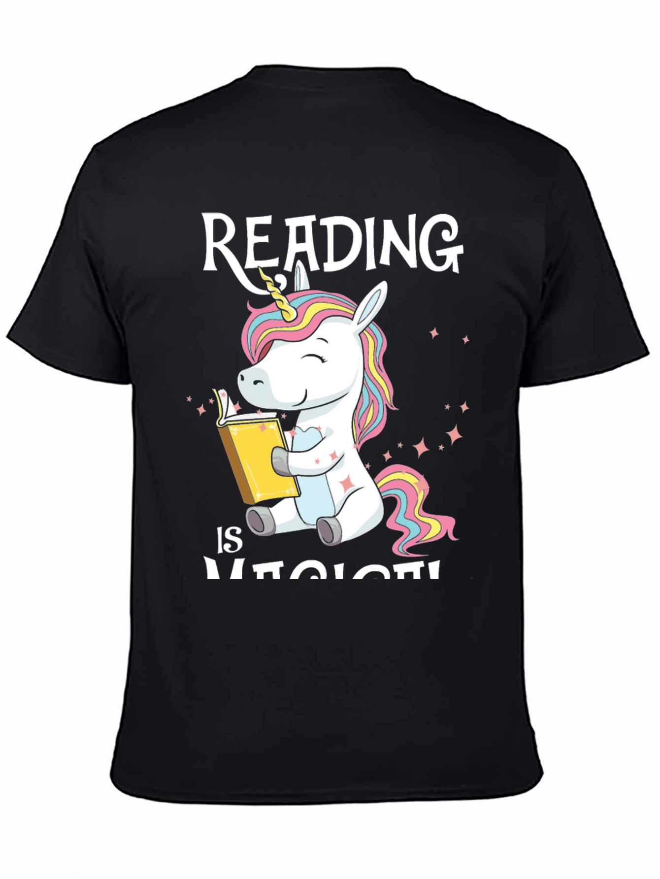 Black Unicorn Reading T-Shirt: Magical Book Lover Tee view 4