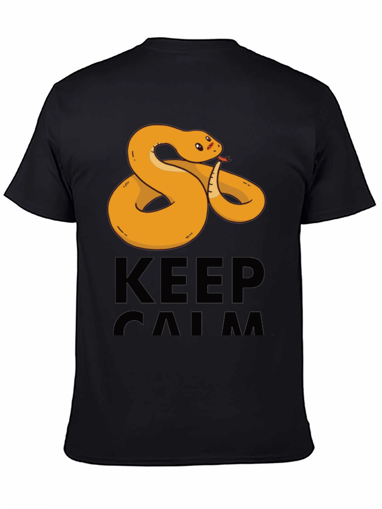 Black Funny Snake Keep Calm Men's T-Shirt view 4