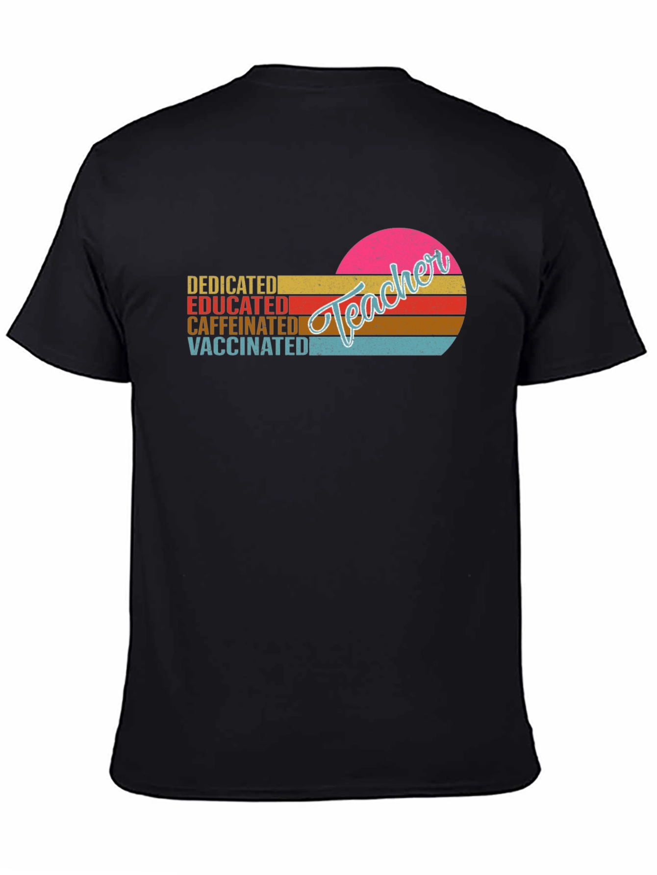 Black Dedicated Teacher Graphic T-Shirt view 4