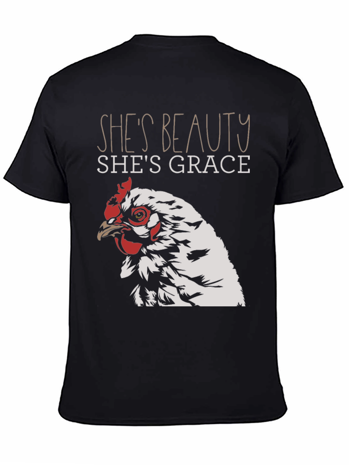 Black She's Beauty She's Grace Chicken Graphic T-Shirt view 4