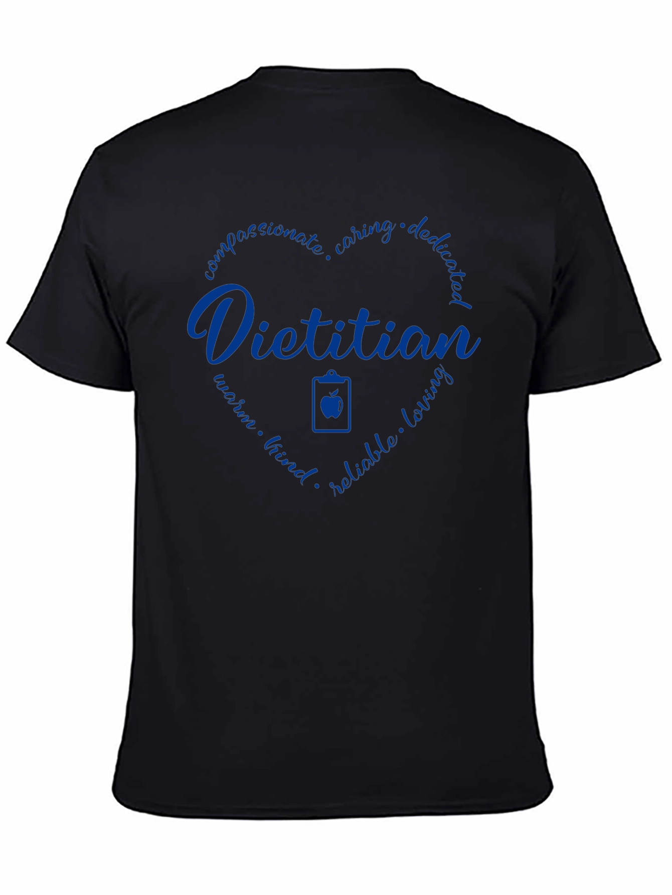 Black Dietitian Heart Graphic T-Shirt - Caring Nutritionist Tee view 4