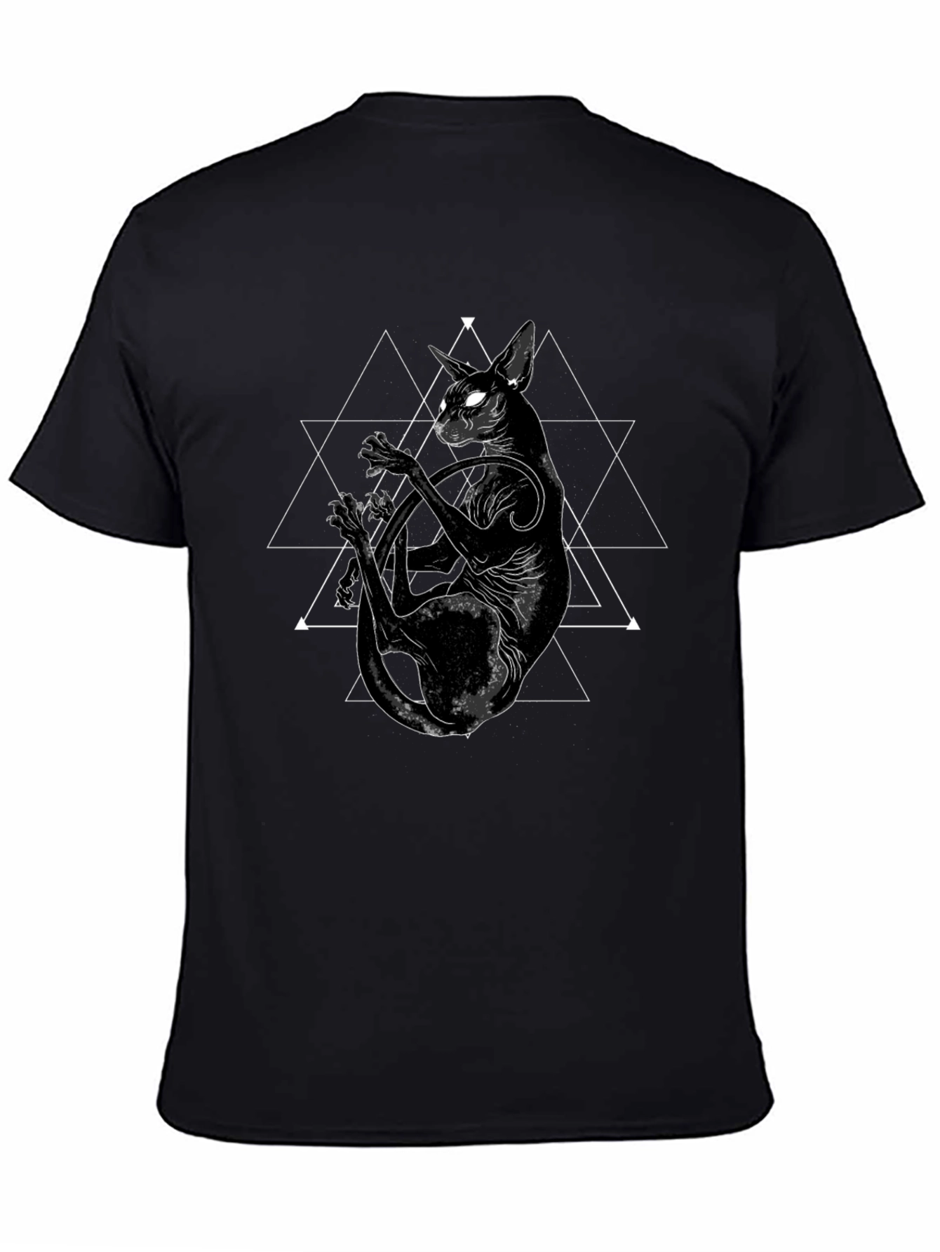 Black Mystic Cat Graphic Tee - Black Cotton Blend view 4