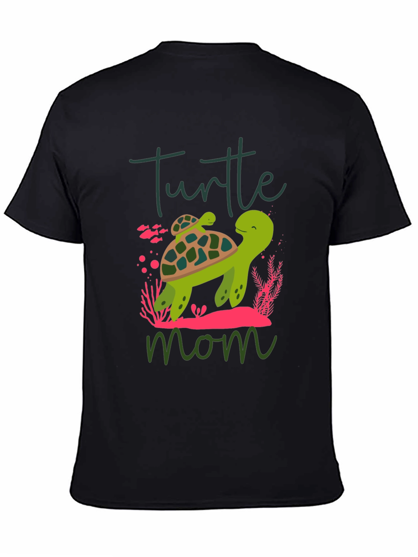 Black Turtle Mom Graphic T-Shirt, Cute Animal Tee view 4