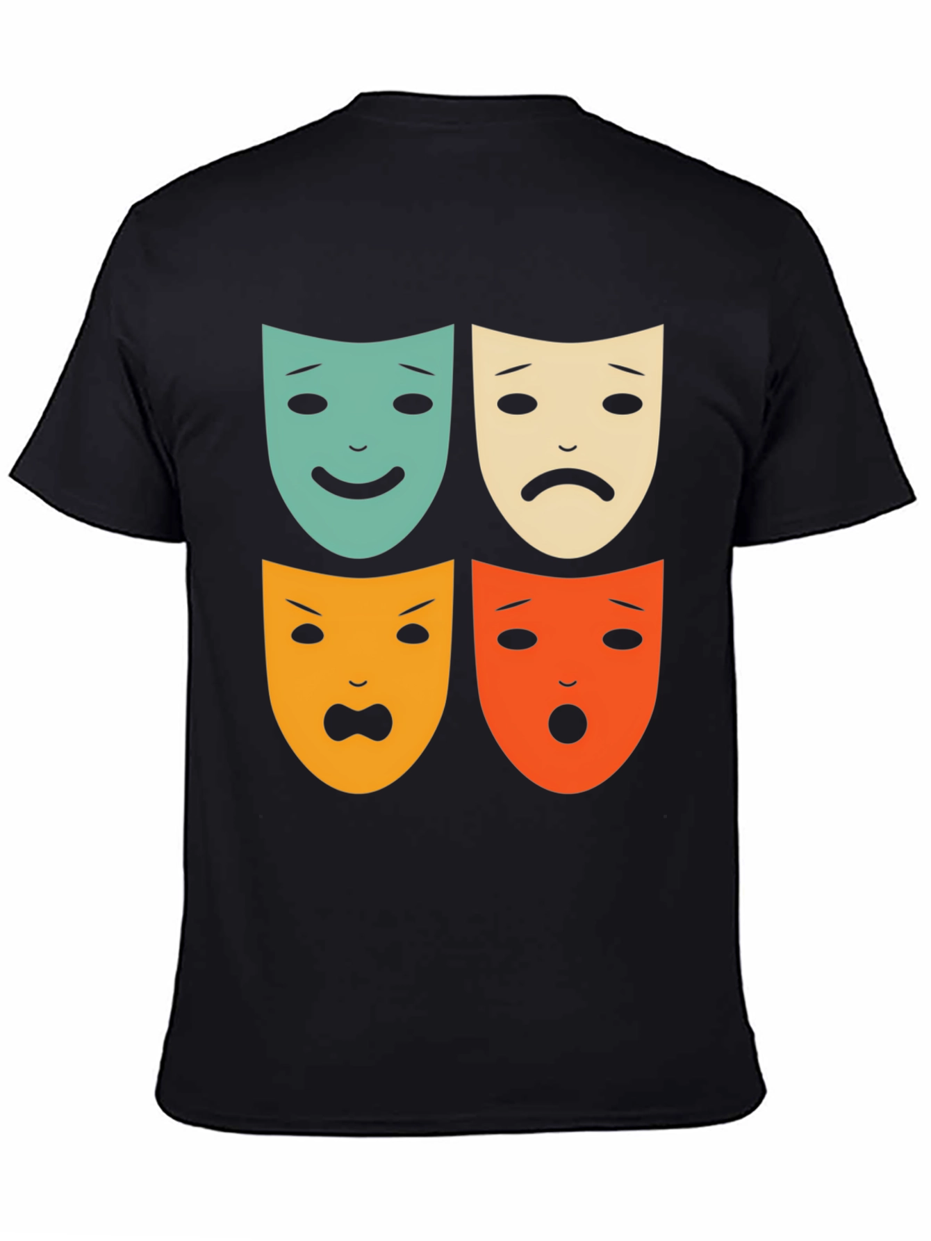 Black Drama Masks Graphic Tee - Unisex Soft Cotton T-Shirt view 4