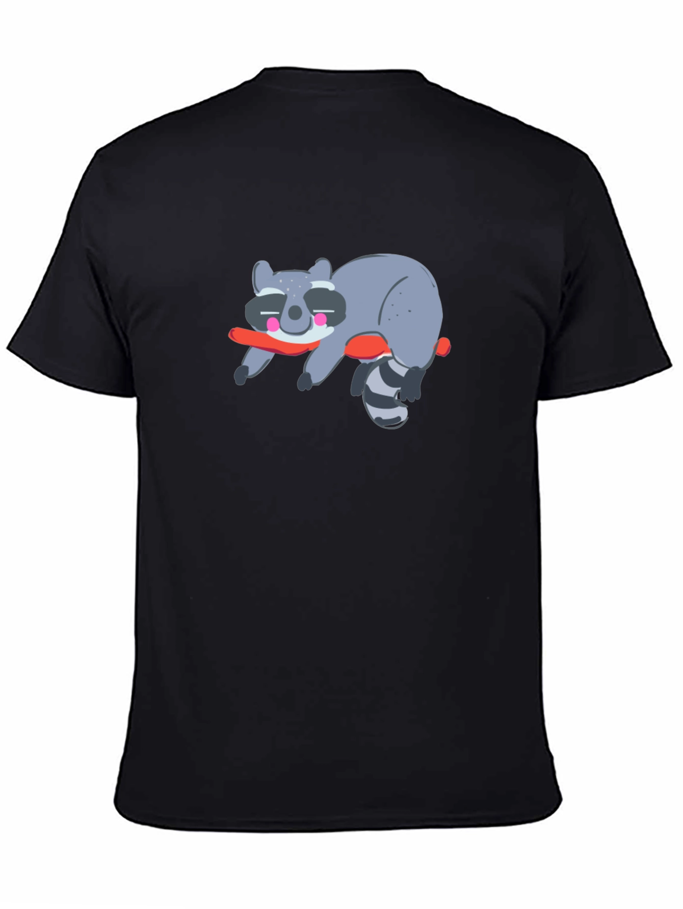 Black Lazy Raccoon Graphic T-Shirt - Unisex Black Tee view 4