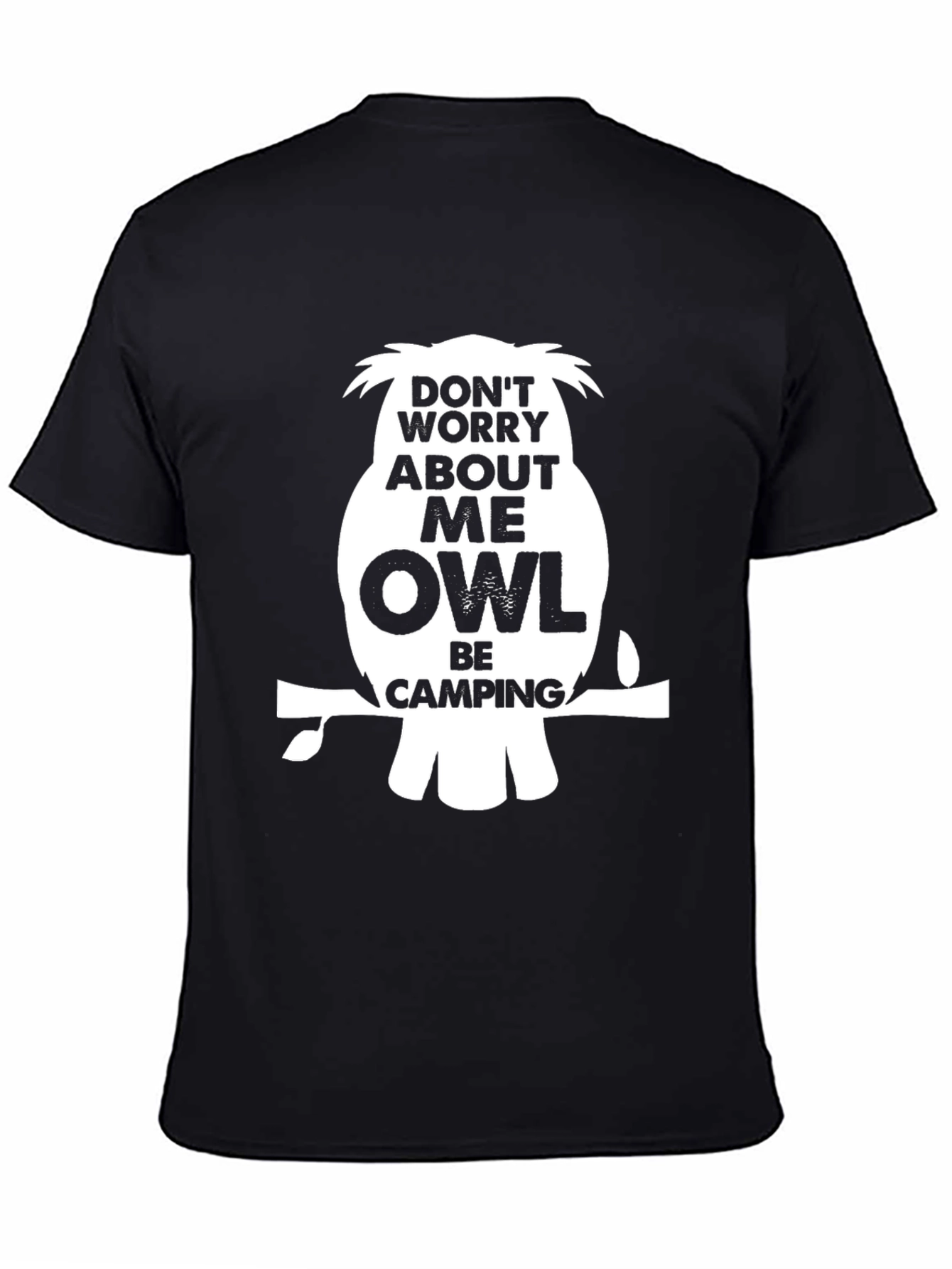 Black Funny Owl Camping Graphic T-Shirt - Black view 4