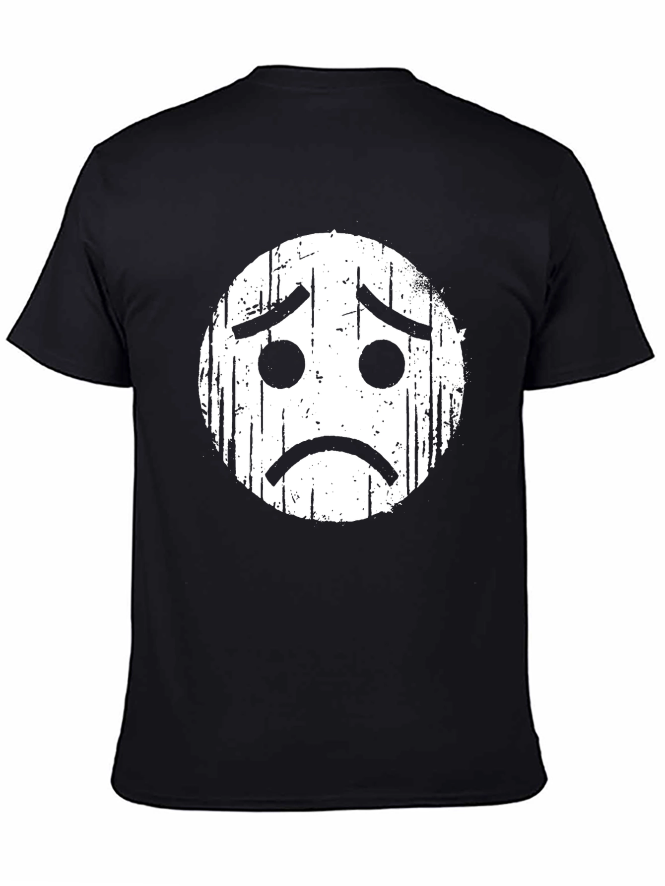 Black Sad Emoji Graphic Black T-Shirt view 4