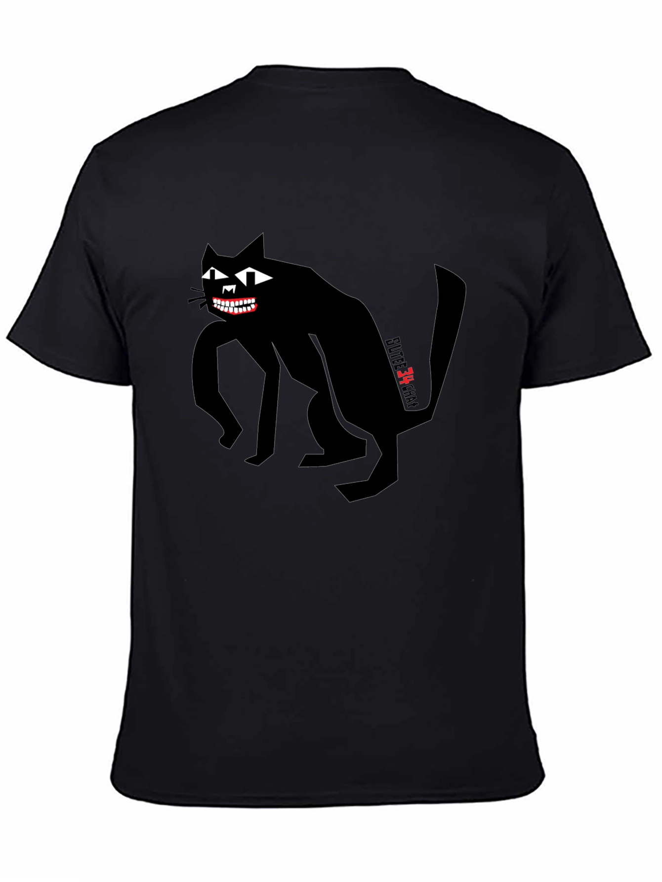 Black Creepy Cat Graphic Tee - Men's Black T-Shirt view 4