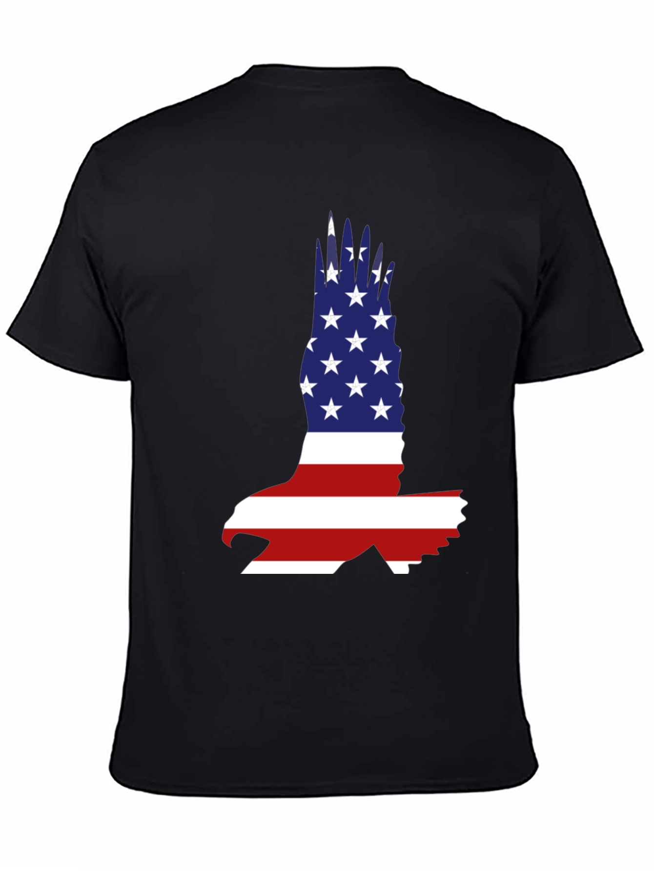 Black American Flag Eagle Graphic T-Shirt view 4