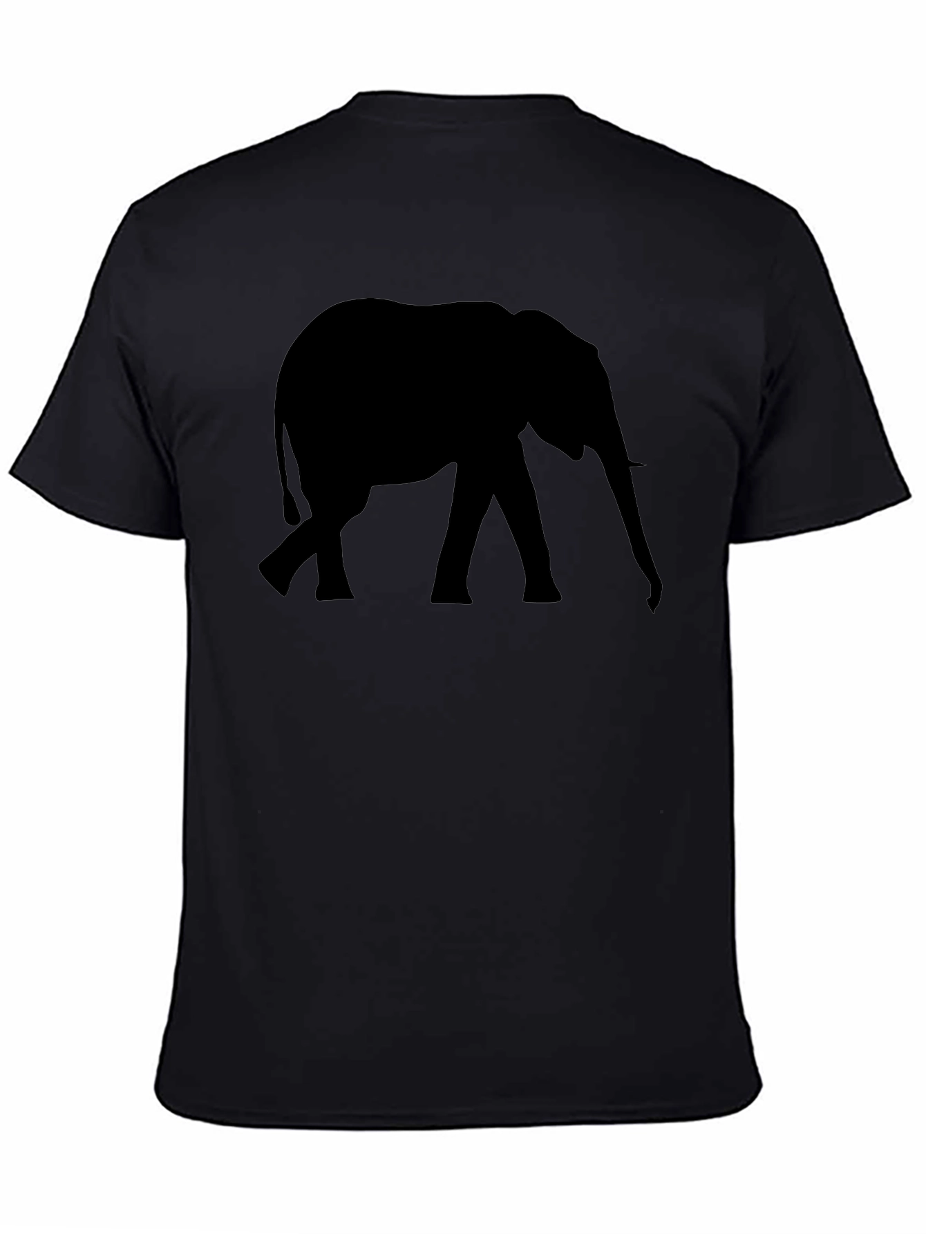 Black Elephant Silhouette Black T-Shirt view 4