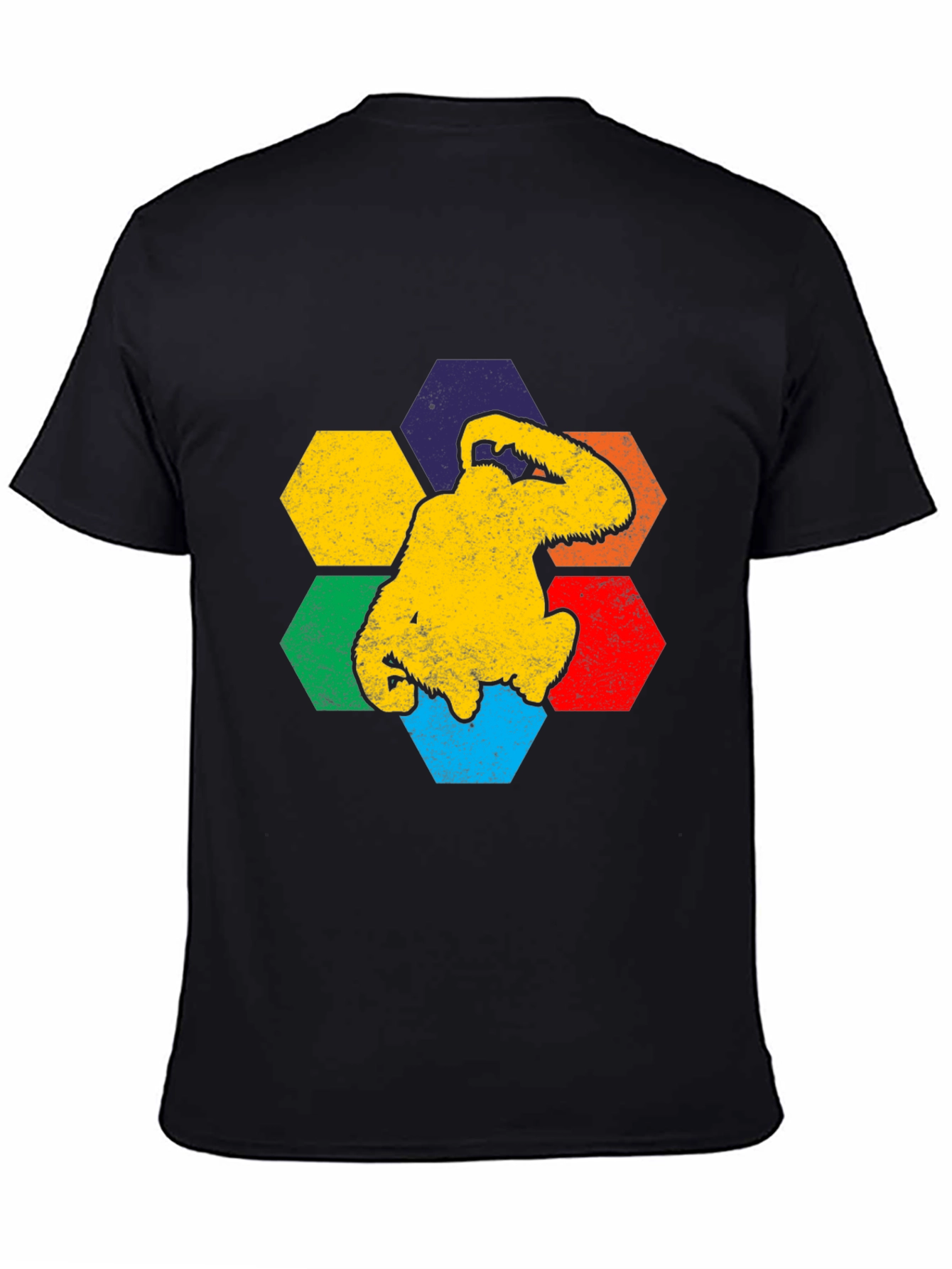 Black Retro Bigfoot Hexagon Graphic Tee view 4