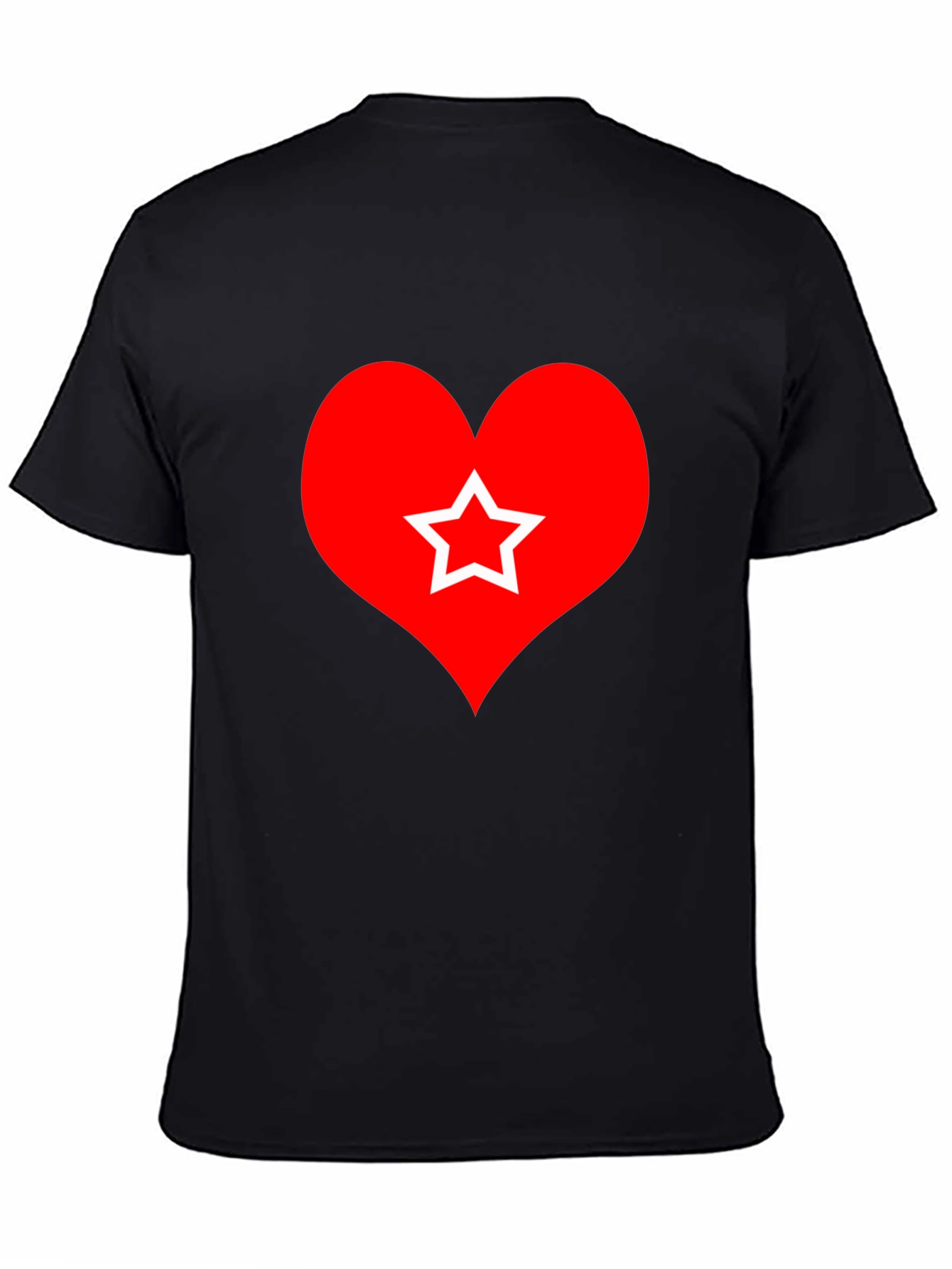 Black Heart Star Graphic Tee - Black Cotton T-Shirt view 4