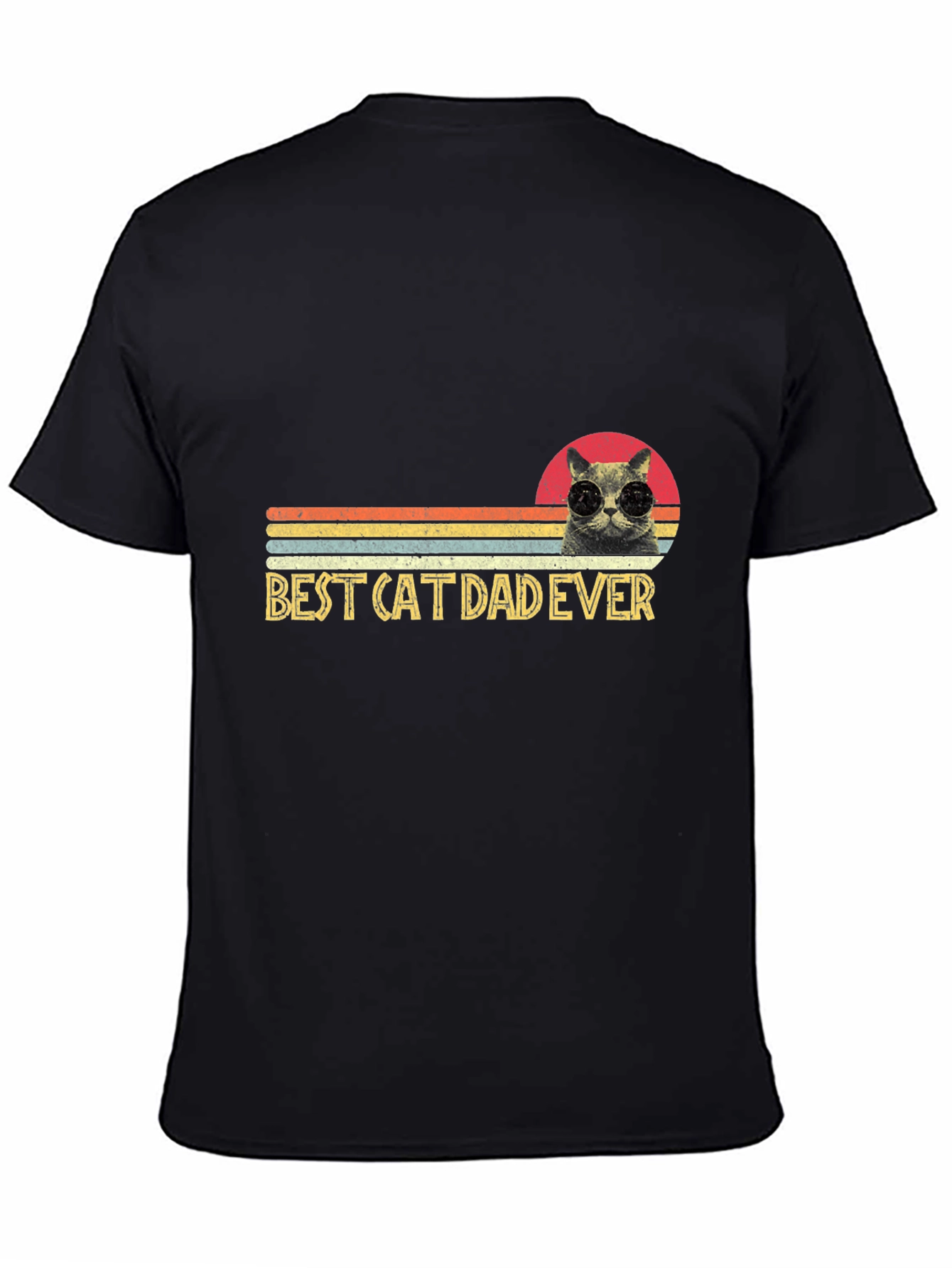 Black Best Cat Dad Ever T-Shirt - Funny Cat Lover Tee view 4