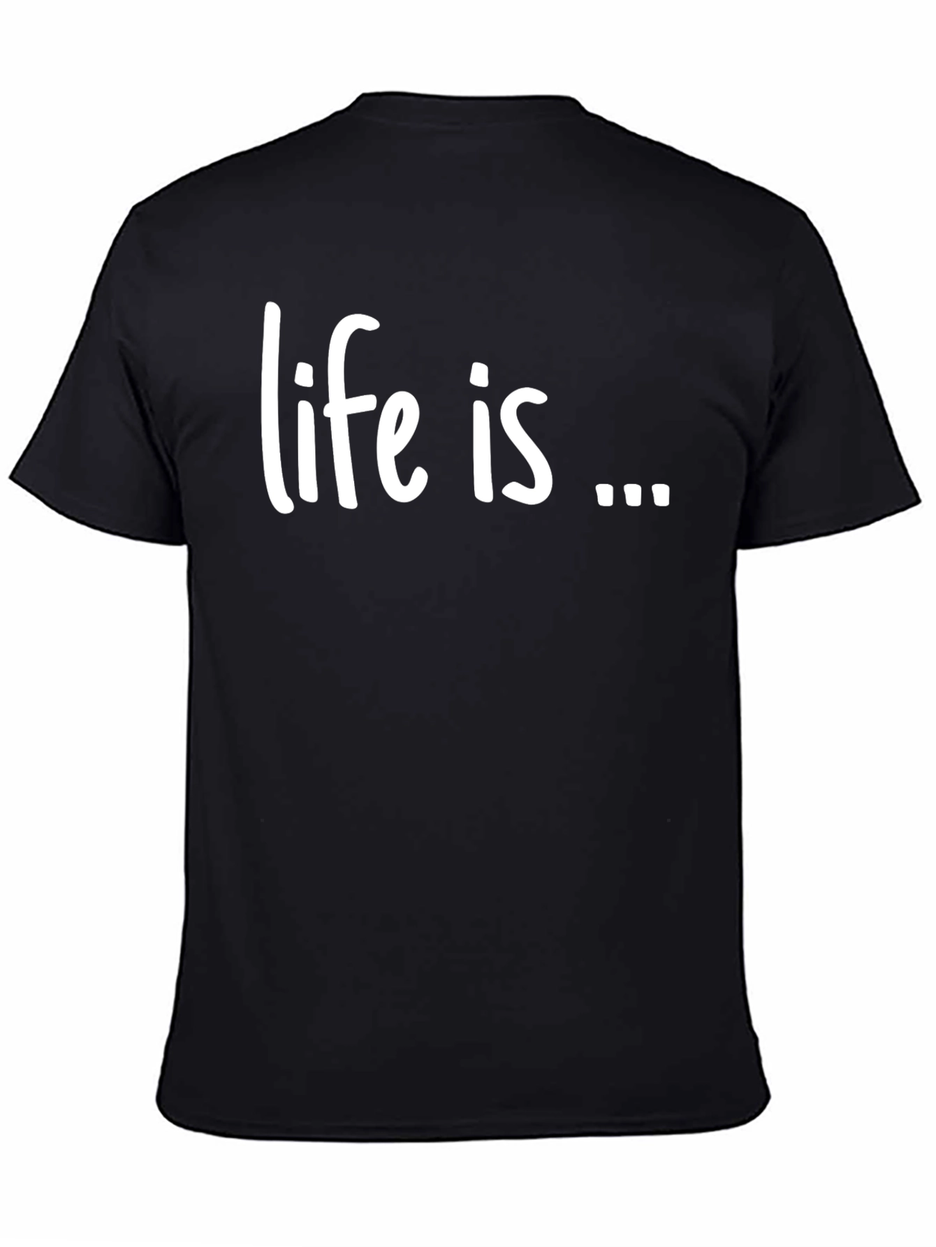 Black Life Is T-Shirt - Trendy Black Crew Neck Tee view 4
