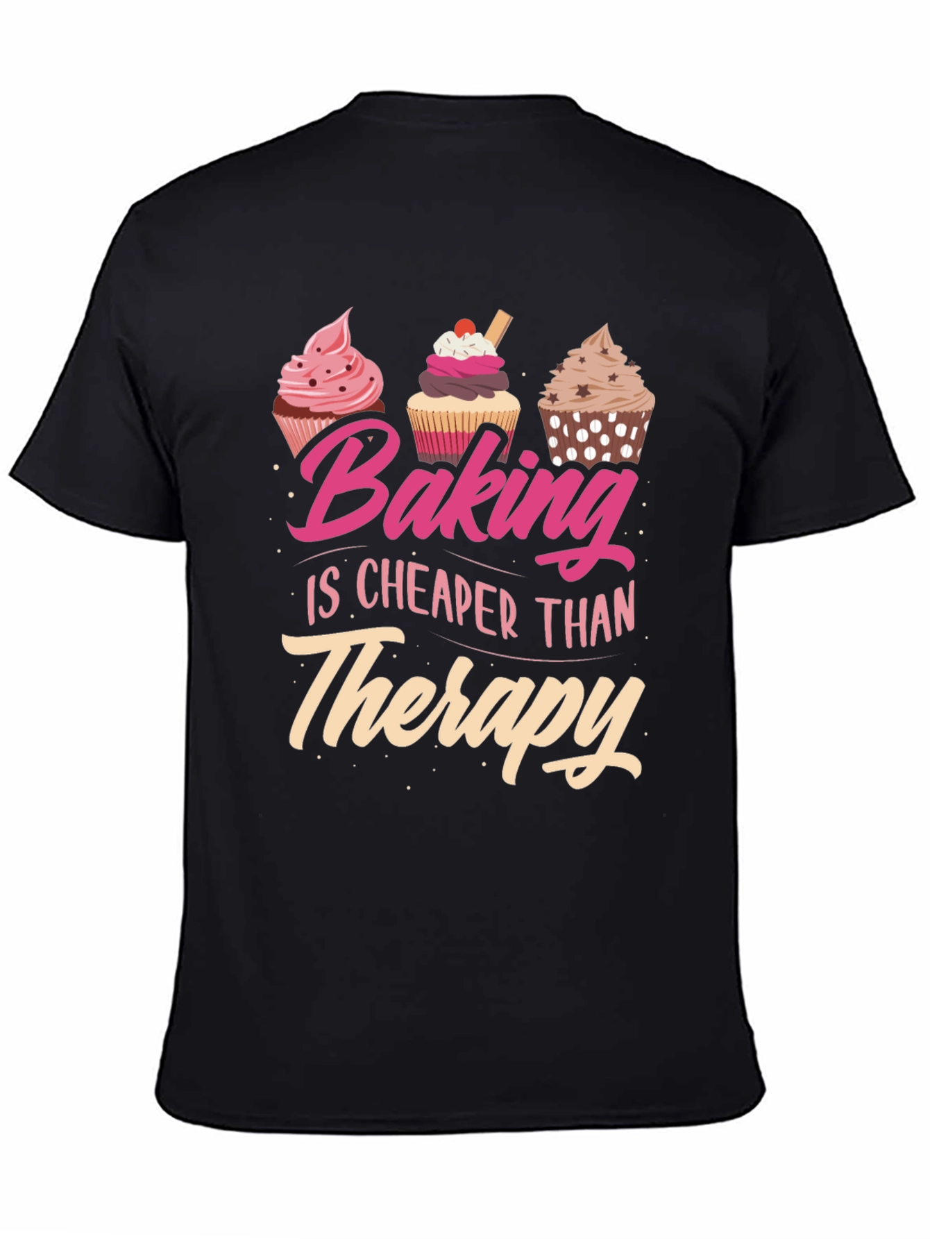 Black Baking is Cheaper Than Therapy T-Shirt view 4
