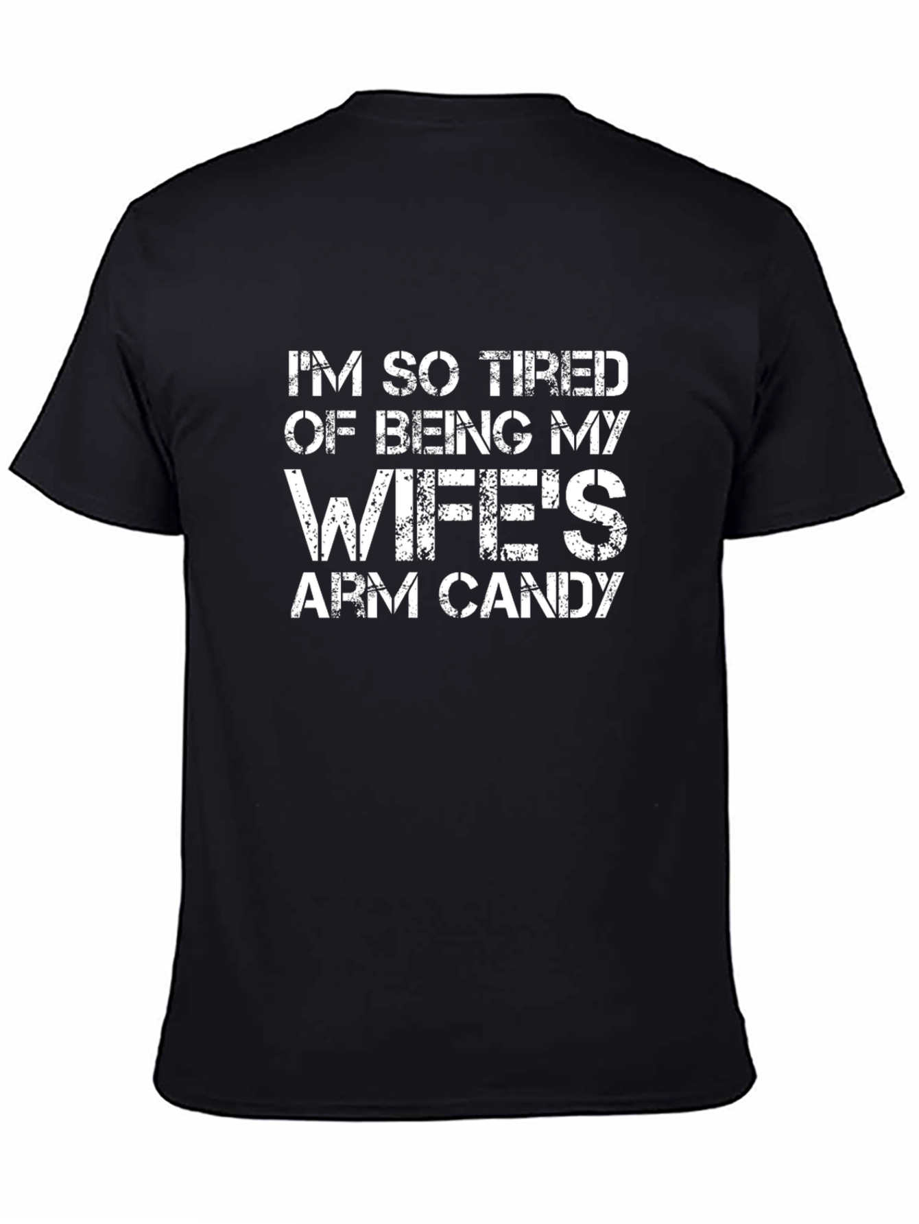 Black Funny Wife's Arm Candy Graphic Tee - Black Cotton T-Shirt view 4